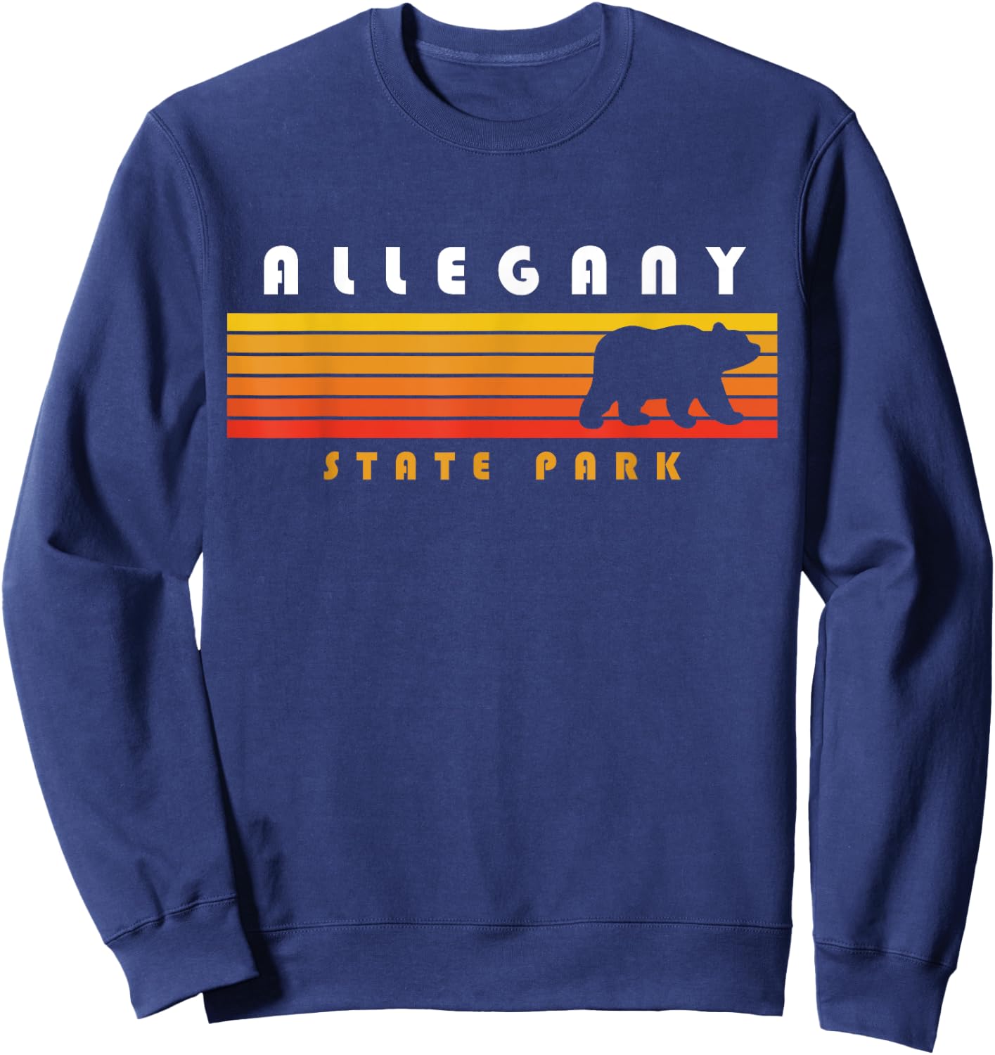 Allegany State Park Camping New York Bear Retro Sweatshirt - Sweatshirt | Navy