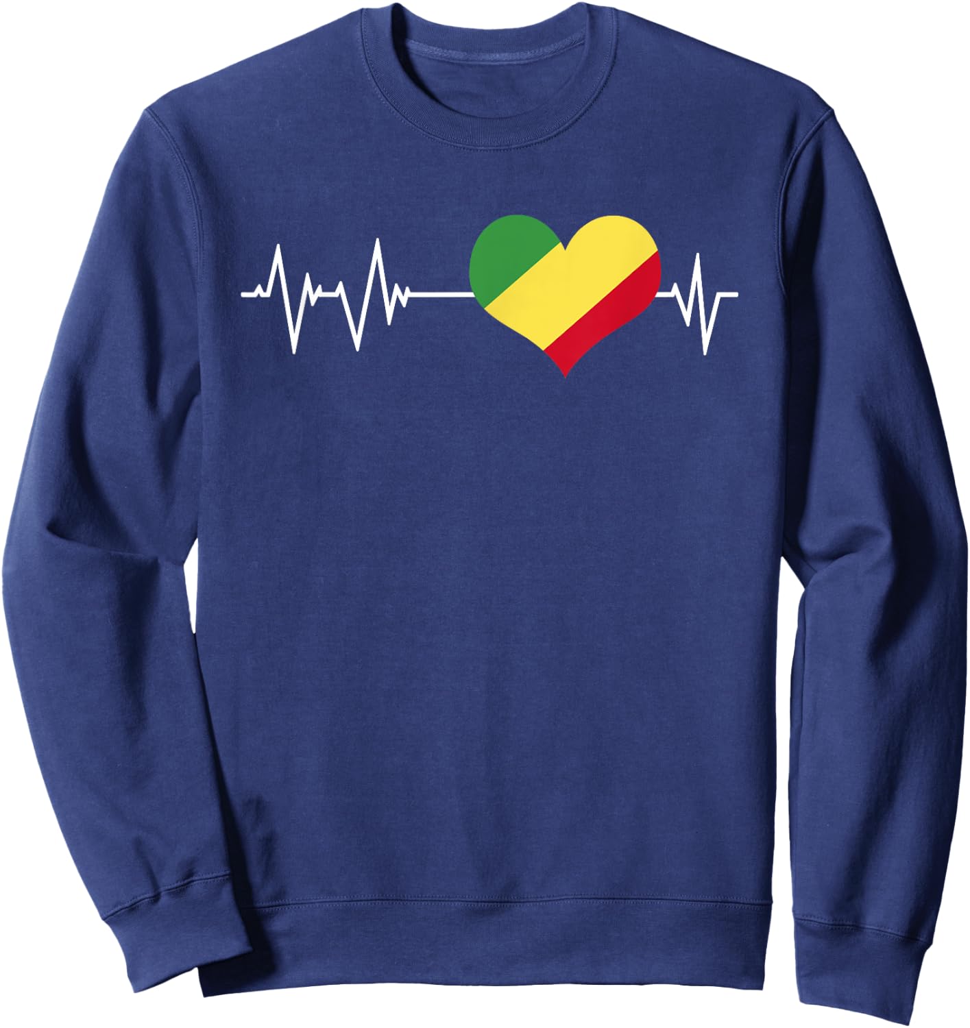 Congo Flag Heart Beat Love Brazzaville Africa , Black, S Sweatshirt - Sweatshirt | Navy