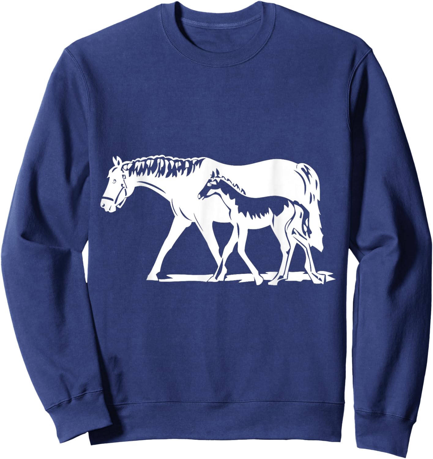 Horse Mom With Baby Mare And Foal Sweatshirt - Sweatshirt | Navy
