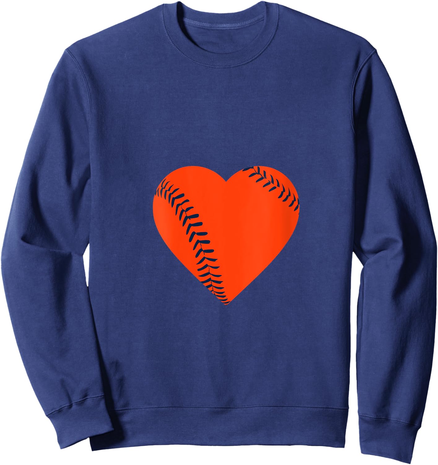 Orange Navy Blue Baseball Heart V-Neck Sweatshirt - Sweatshirt | Navy