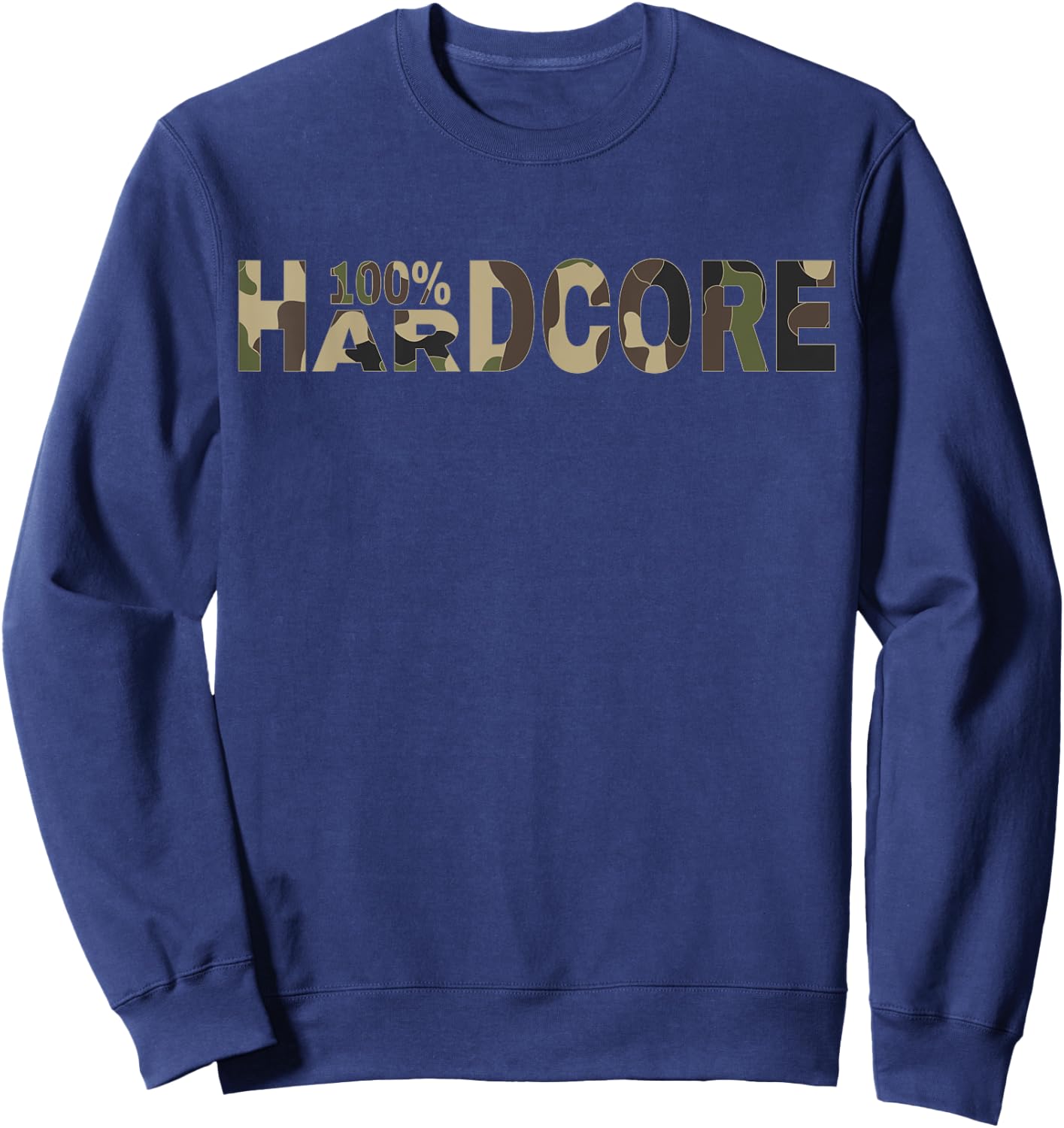 100% Hardcore Camouflage Design for Festivals , Black, S Sweatshirt - Sweatshirt | Navy