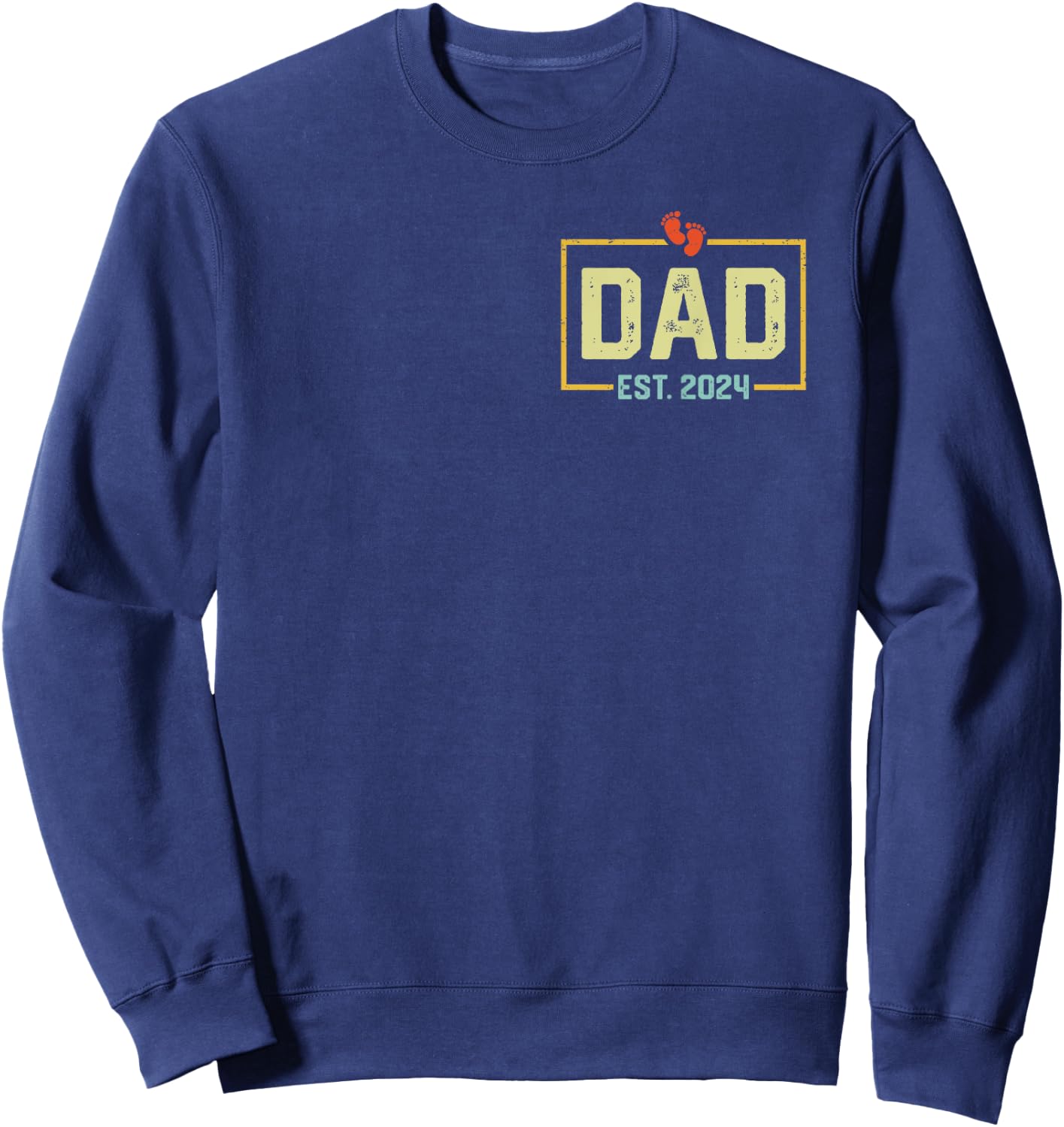 Dad Est. 2024 Dad 2024 Logo New Dad Fathers Day Sweatshirt - Sweatshirt | Navy