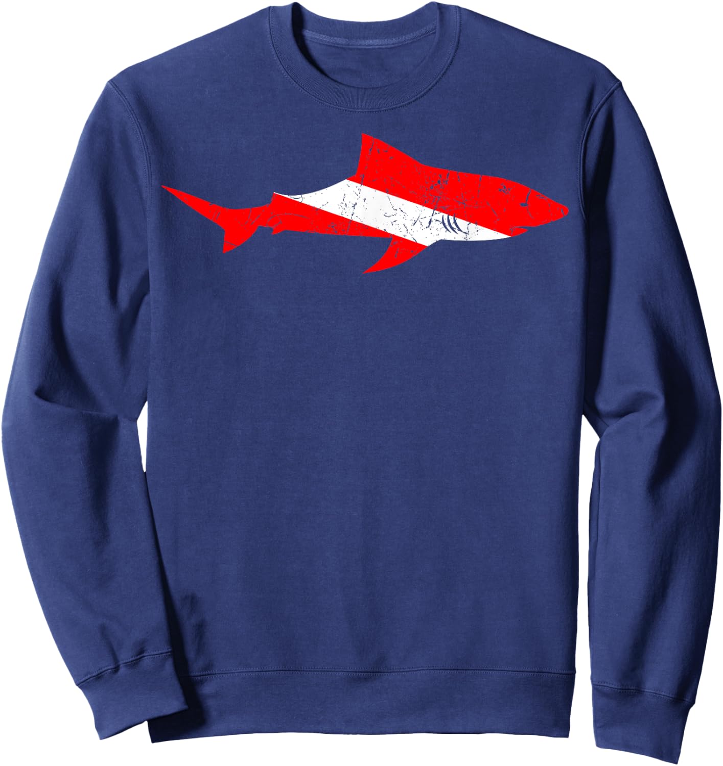 Shark Scuba Diving Diver Down Flag Underwater Dive Deep-Sea Sweatshirt - Sweatshirt | Navy