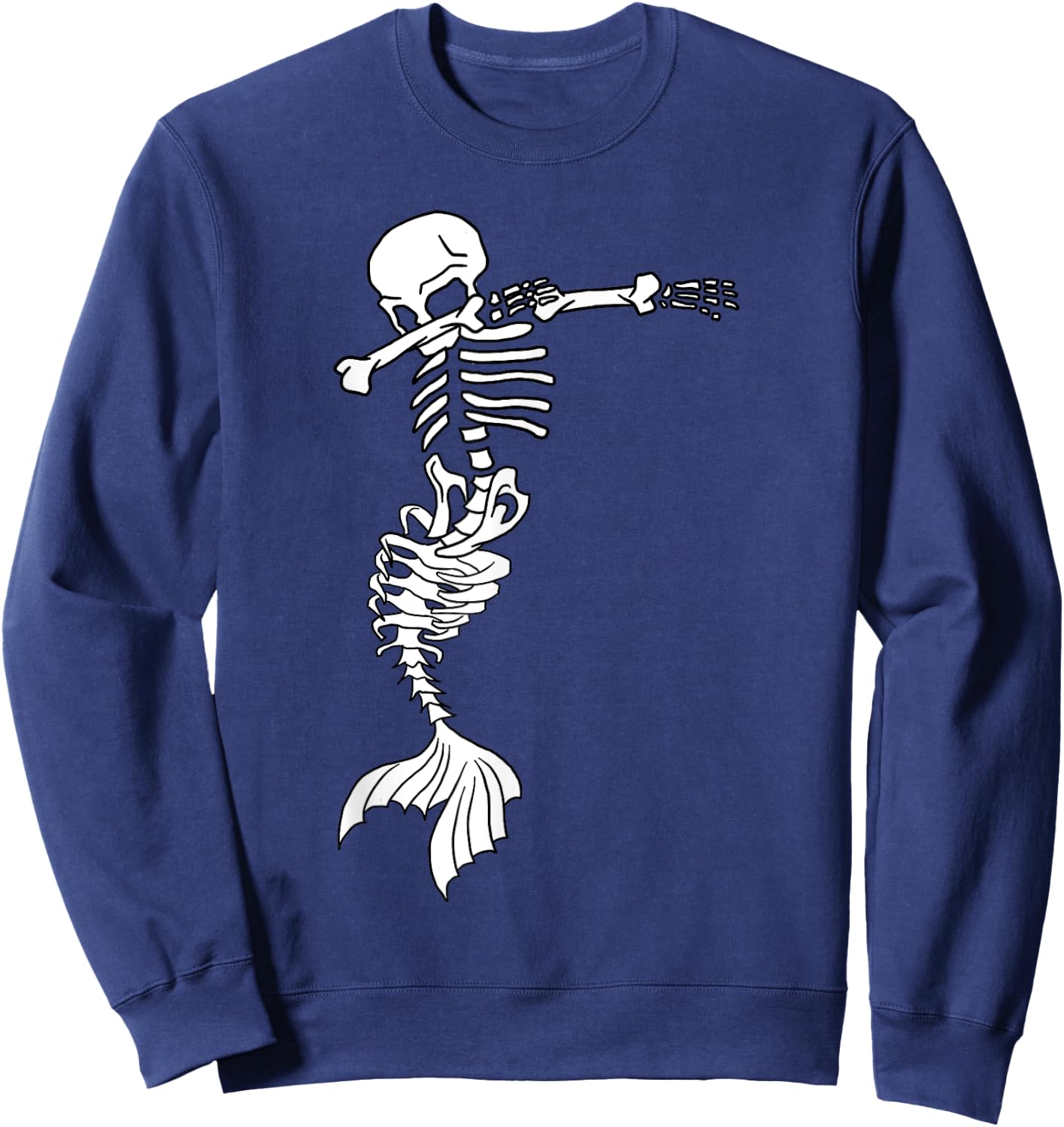 Dabbing Mermaid Skeleton Halloween Creepy Dab Spooky Sweatshirt - Sweatshirt | Navy