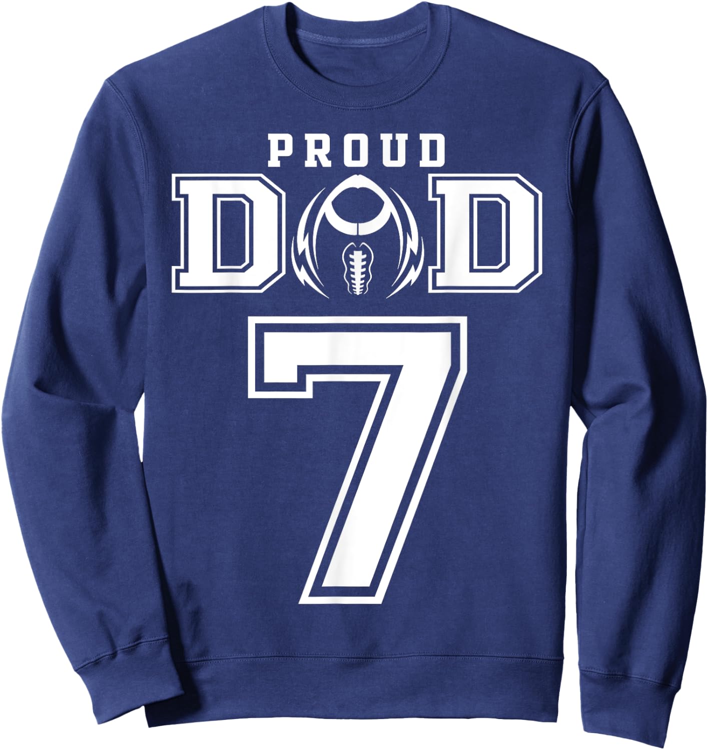 Custom Proud Football Dad Number 7 Personalized Sweatshirt - Sweatshirt | Navy
