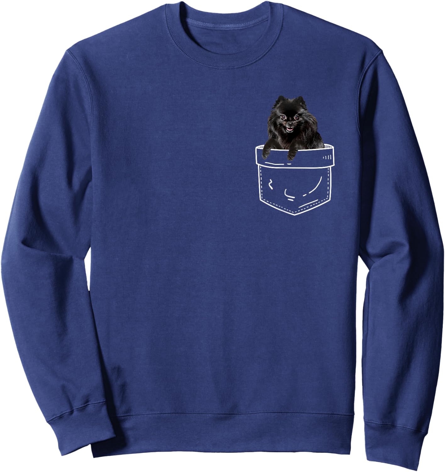 Black Pomeranian In Pocket - Pomeranian Dog Lover Women Kids Sweatshirt - Sweatshirt | Navy