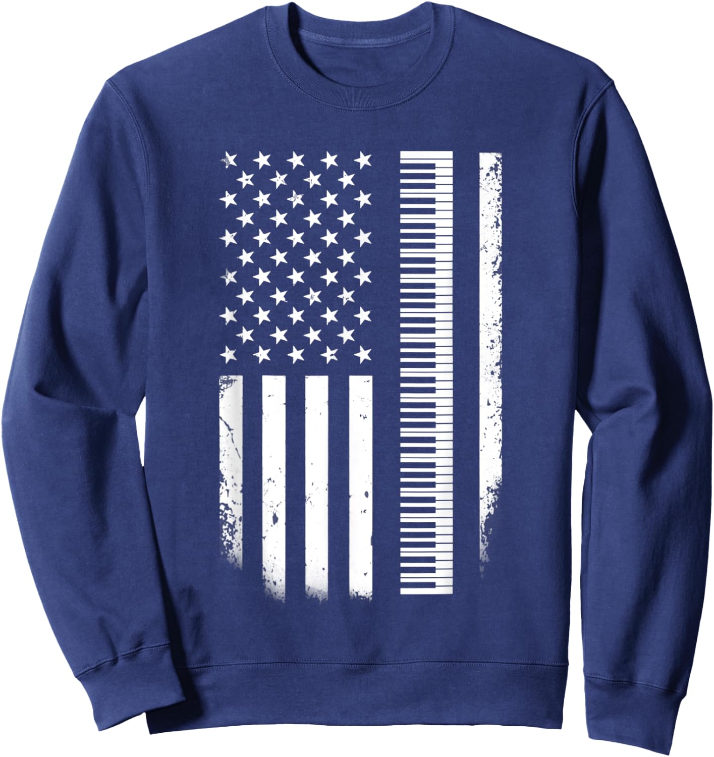 Keyboard Piano American Flag Patriotic Pianist Musician Kids Men Sweatshirt - Sweatshirt | Navy