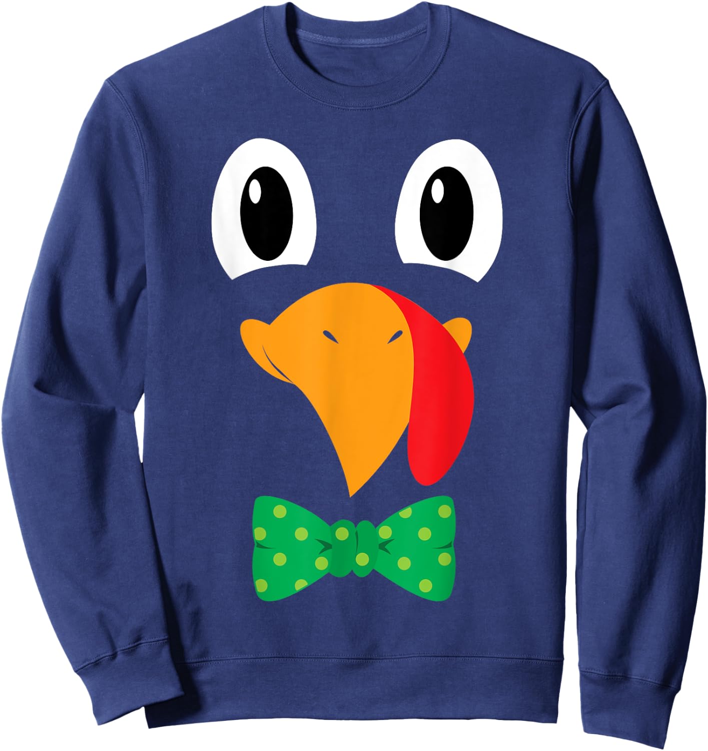 Turkey Face Bow Tie Funny Thanksgiving Men Boys Sweatshirt - Sweatshirt | Navy