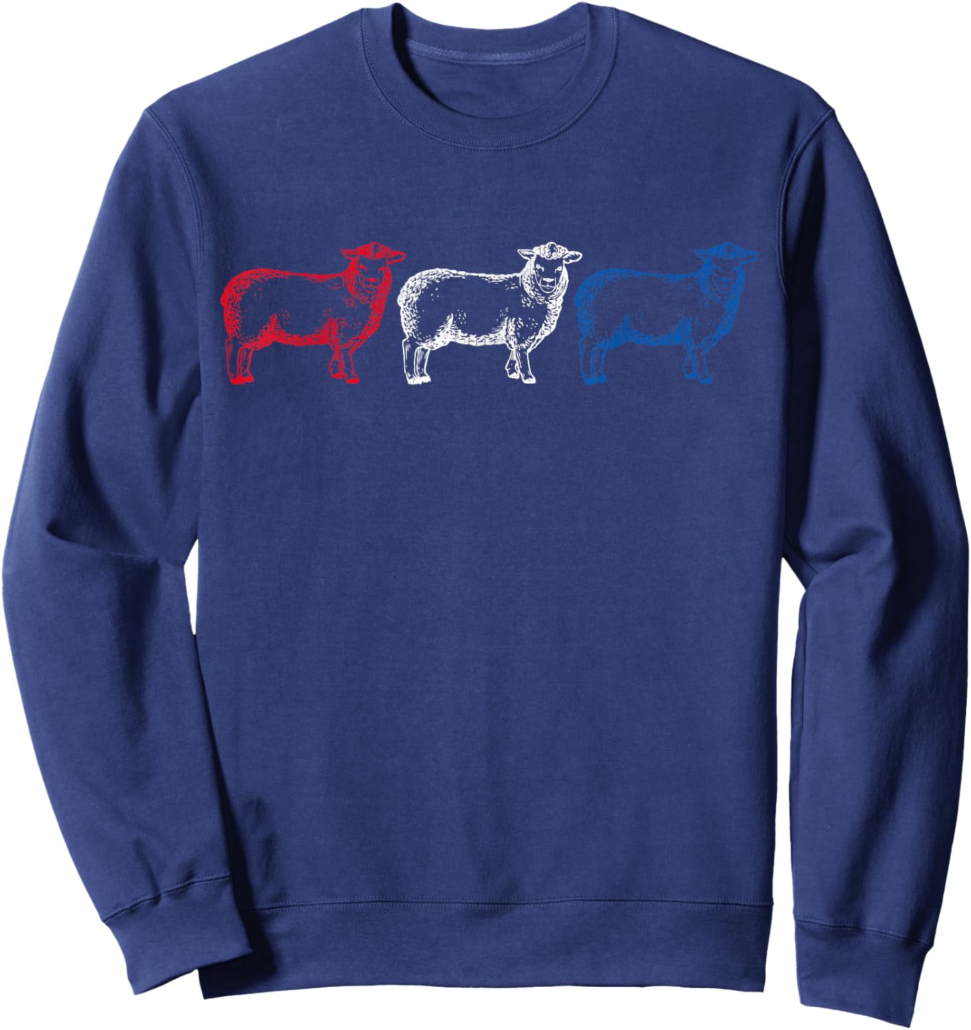 Patriotic American Flag Sheep Lovers 4th of July Kids Men Sweatshirt - Sweatshirt | Navy