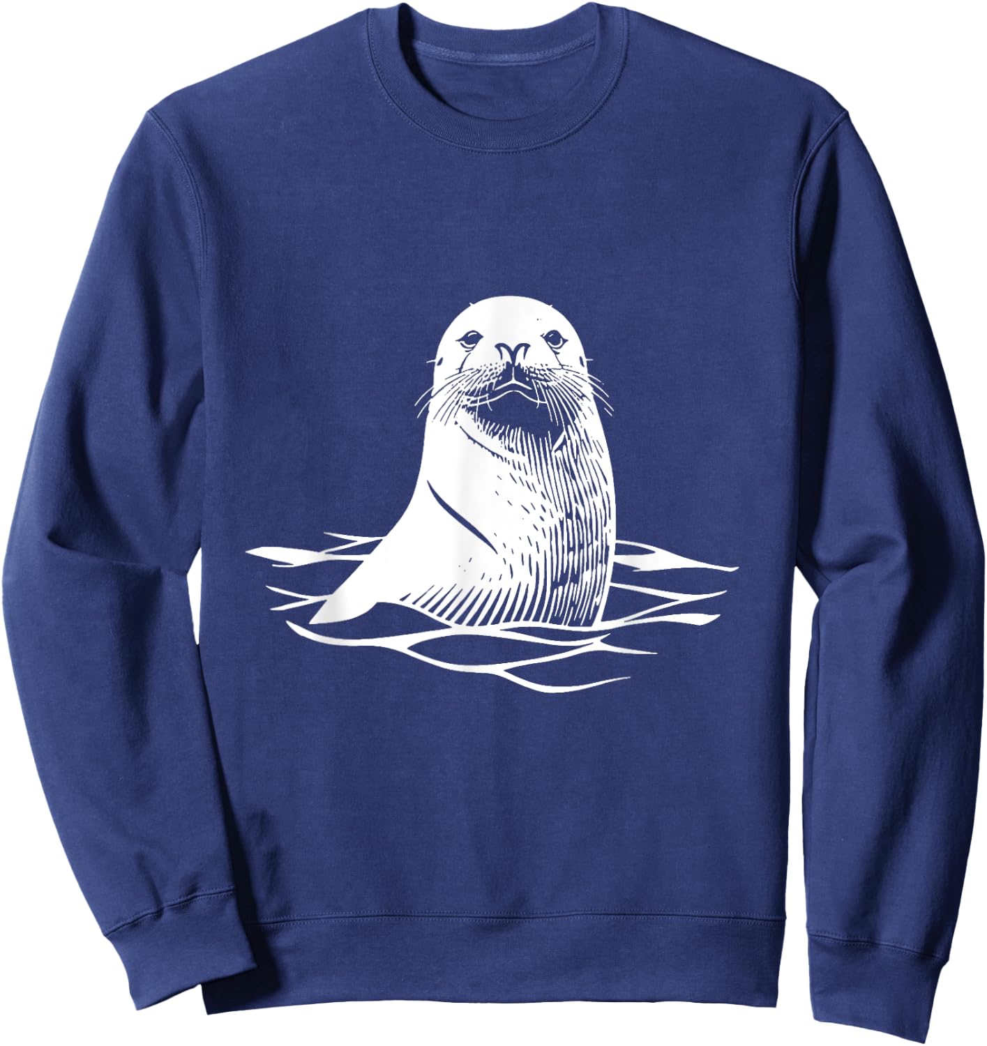 Cute Sea Lion Seal Animal Sea Ocean Seal , Black, S Sweatshirt - Sweatshirt | Navy