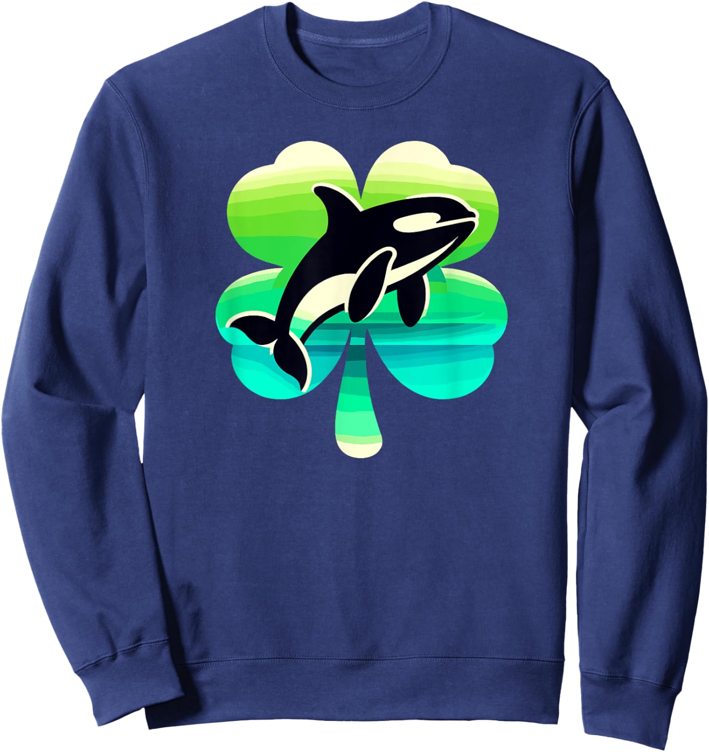 Cute Irish Orca Shamrock St Patrick's Day Green Killer Whale Sweatshirt - Sweatshirt | Navy