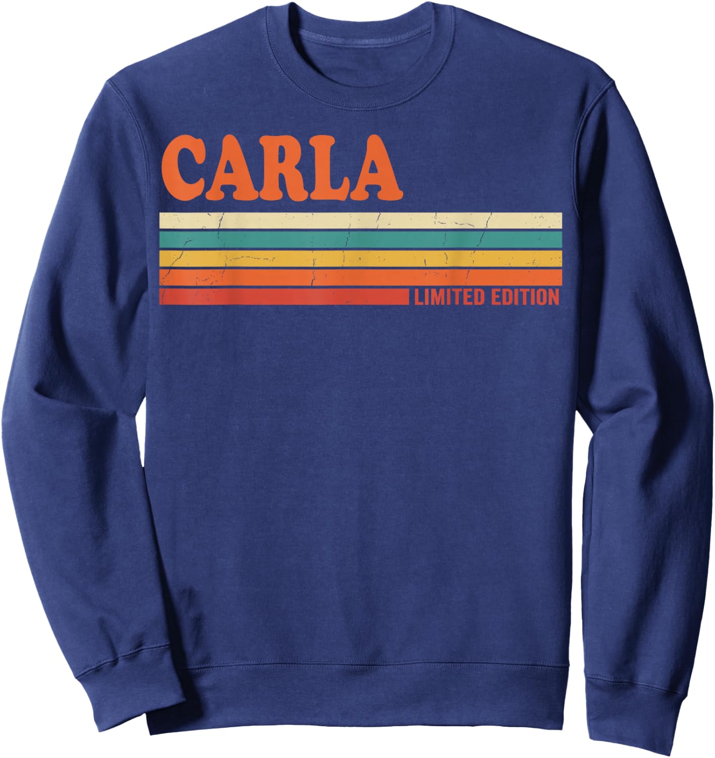 Carla Retro Personalisierte Vornamen Vintage Streifen Sweatshirt - Sweatshirt | Navy