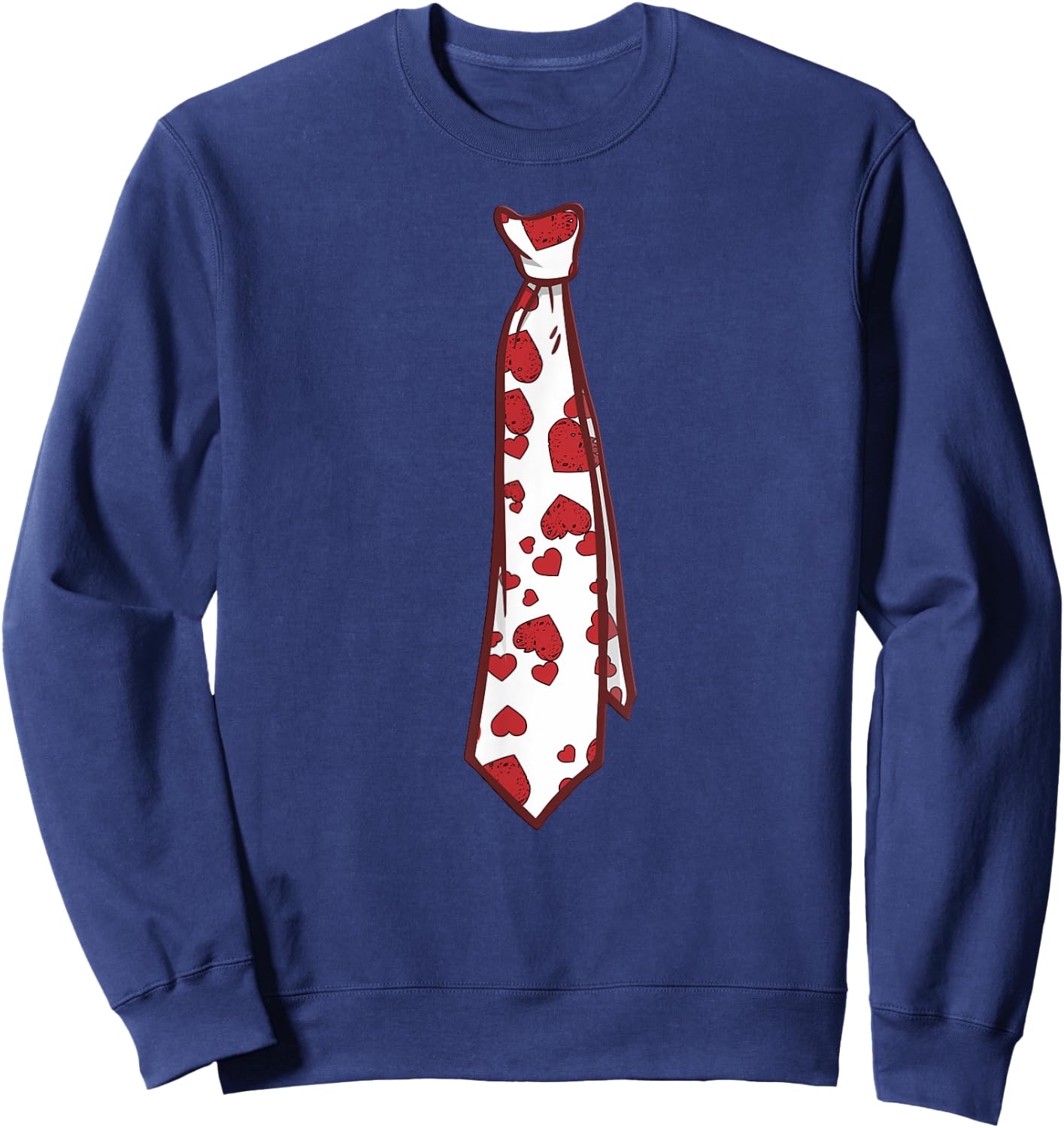 Valentine's Day Motif Tie with Hearts , black Sweatshirt - Sweatshirt | Navy