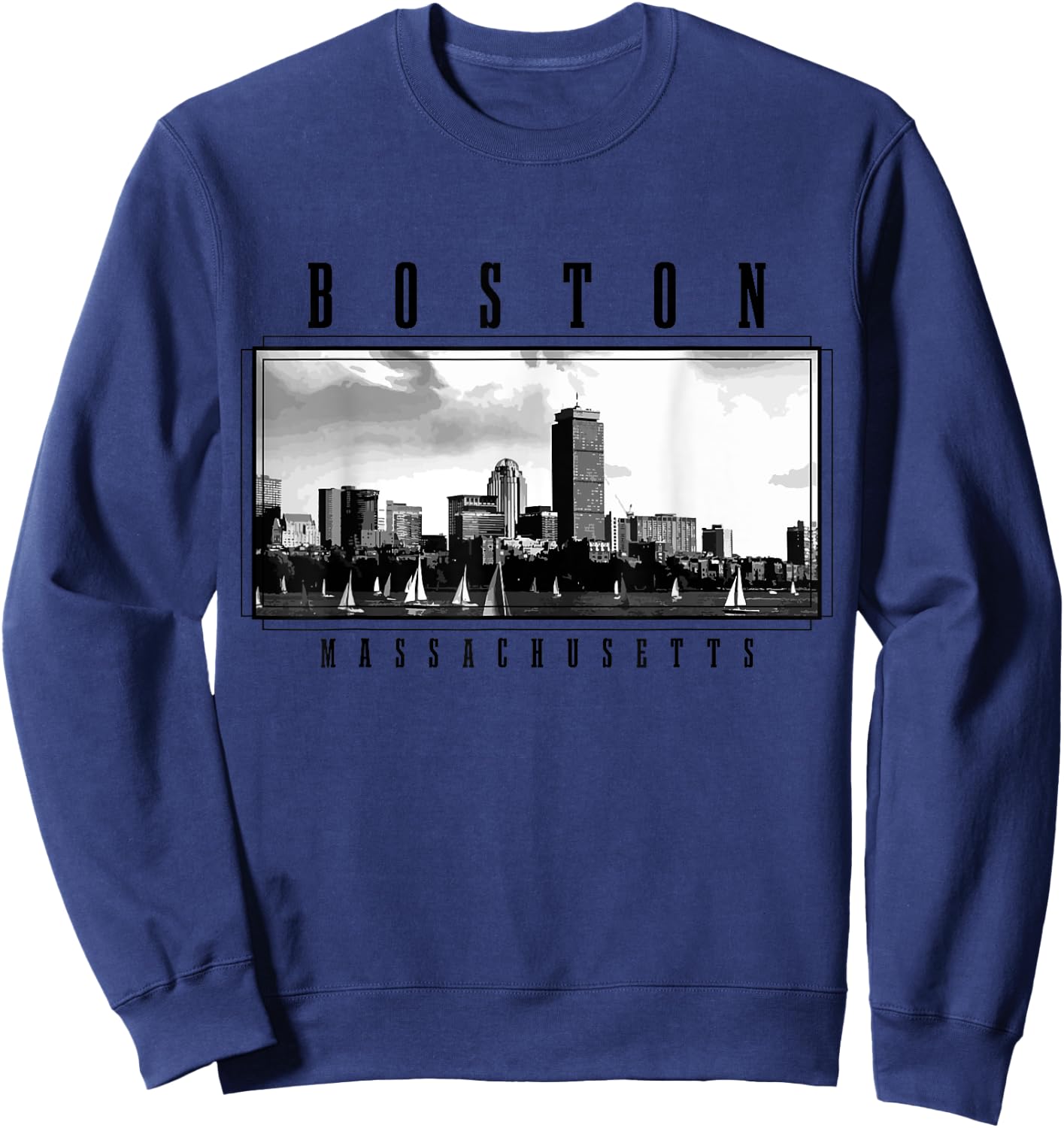 Boston Vintage Skyline Massachusetts USA America Souvenir Sweatshirt - Sweatshirt | Navy
