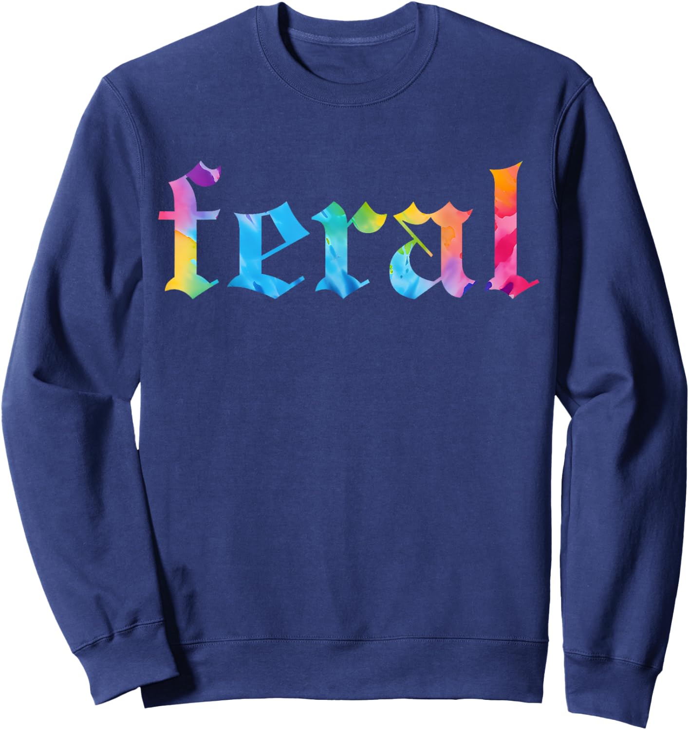 Feral Summer Girl Tie Dye - Women's Gothic Blackletter Font Tie-Dye - Small - Black - Short Sleeve Sweatshirt - Sweatshirt | Navy