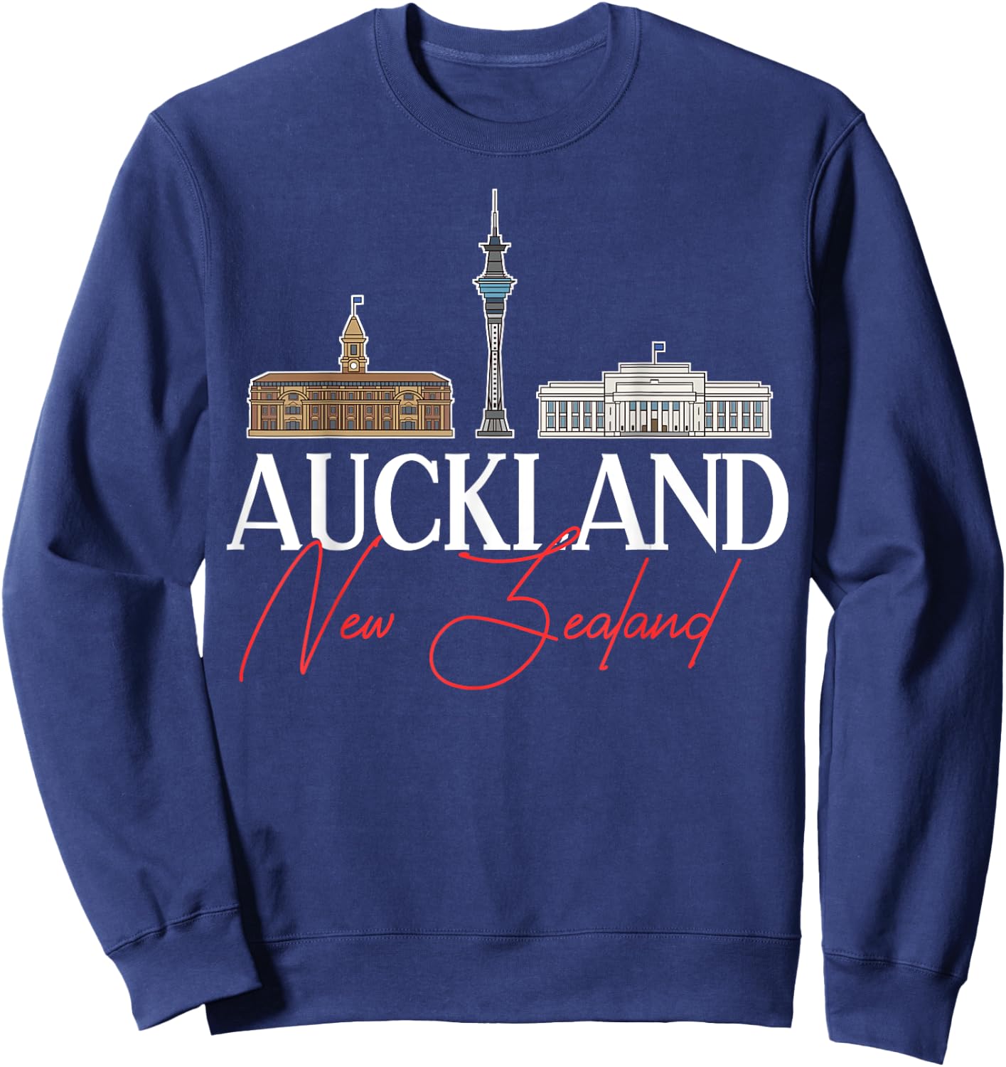 Auckland New Zealand City Skyline Map Travel Sweatshirt - Sweatshirt | Navy
