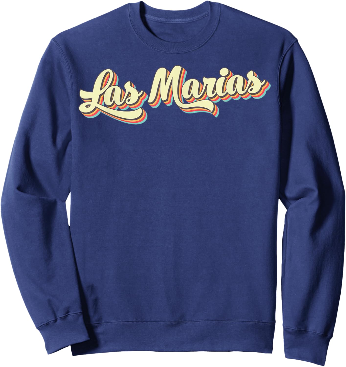 Las Marias Retro Art Baseball Font Vintage Sweatshirt - Sweatshirt | Navy