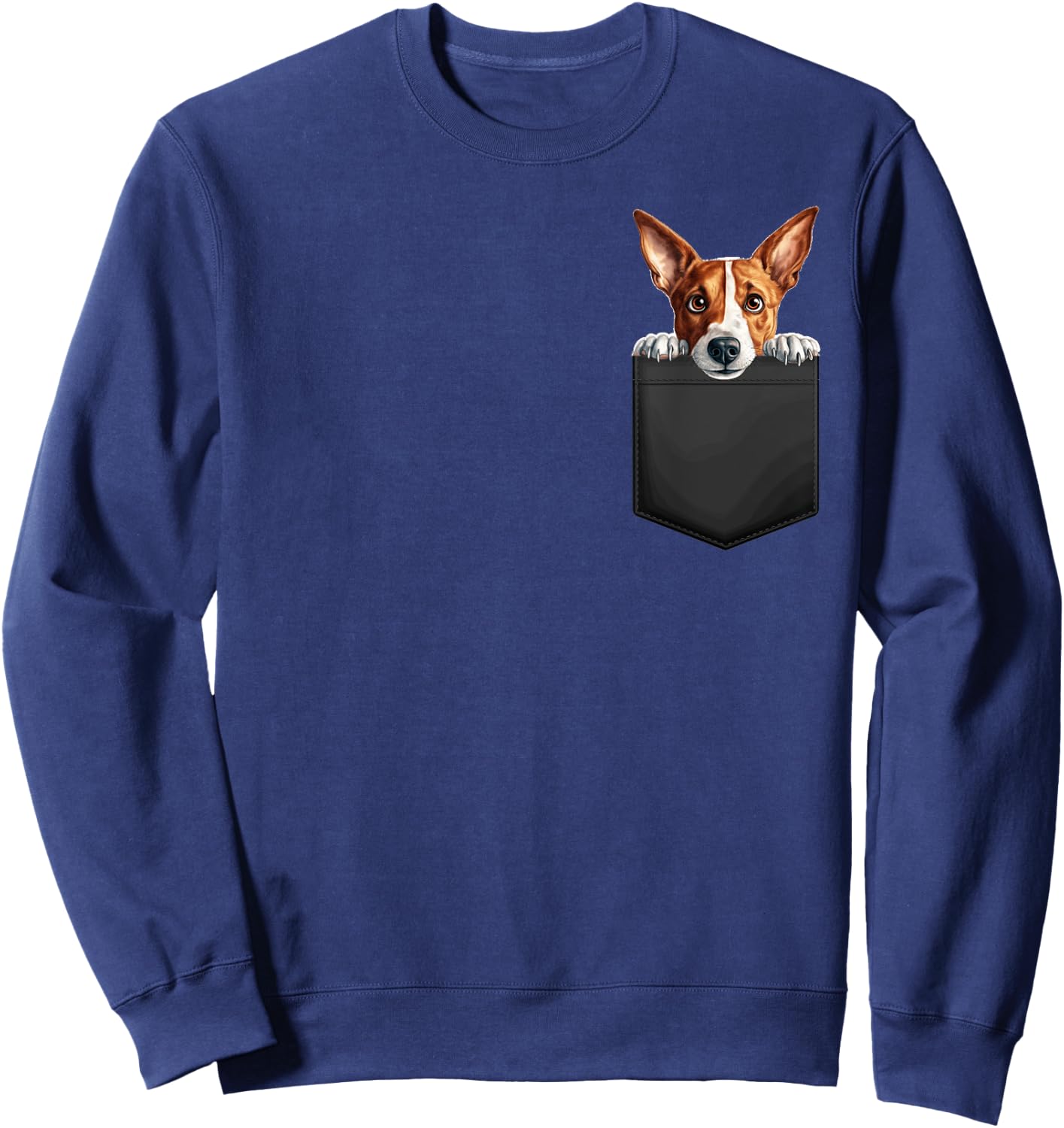 Puppy Basenji in the pocket for animal lovers , Black, S Sweatshirt - Sweatshirt | Navy