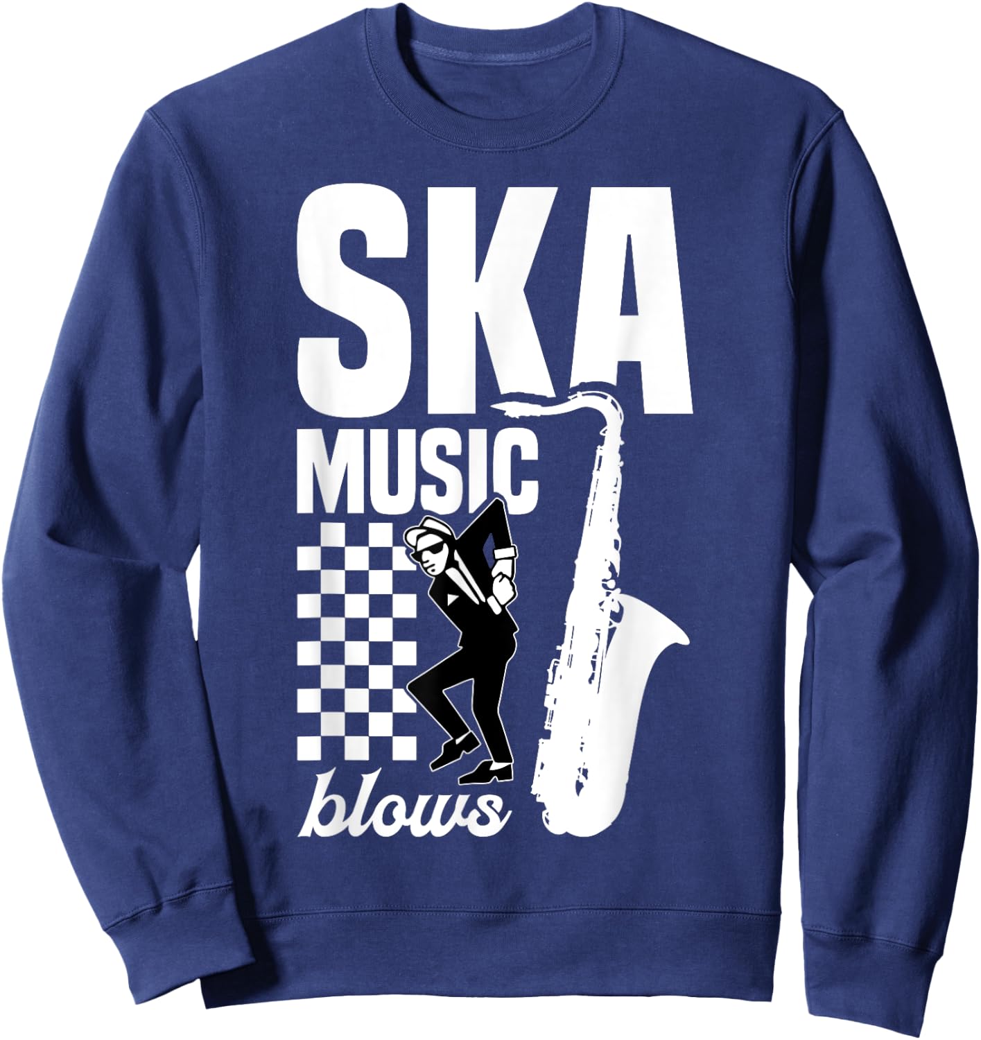 Ska Reggae Music Blows Caribbean Music Fan Ska Musician Sweatshirt - Sweatshirt | Navy