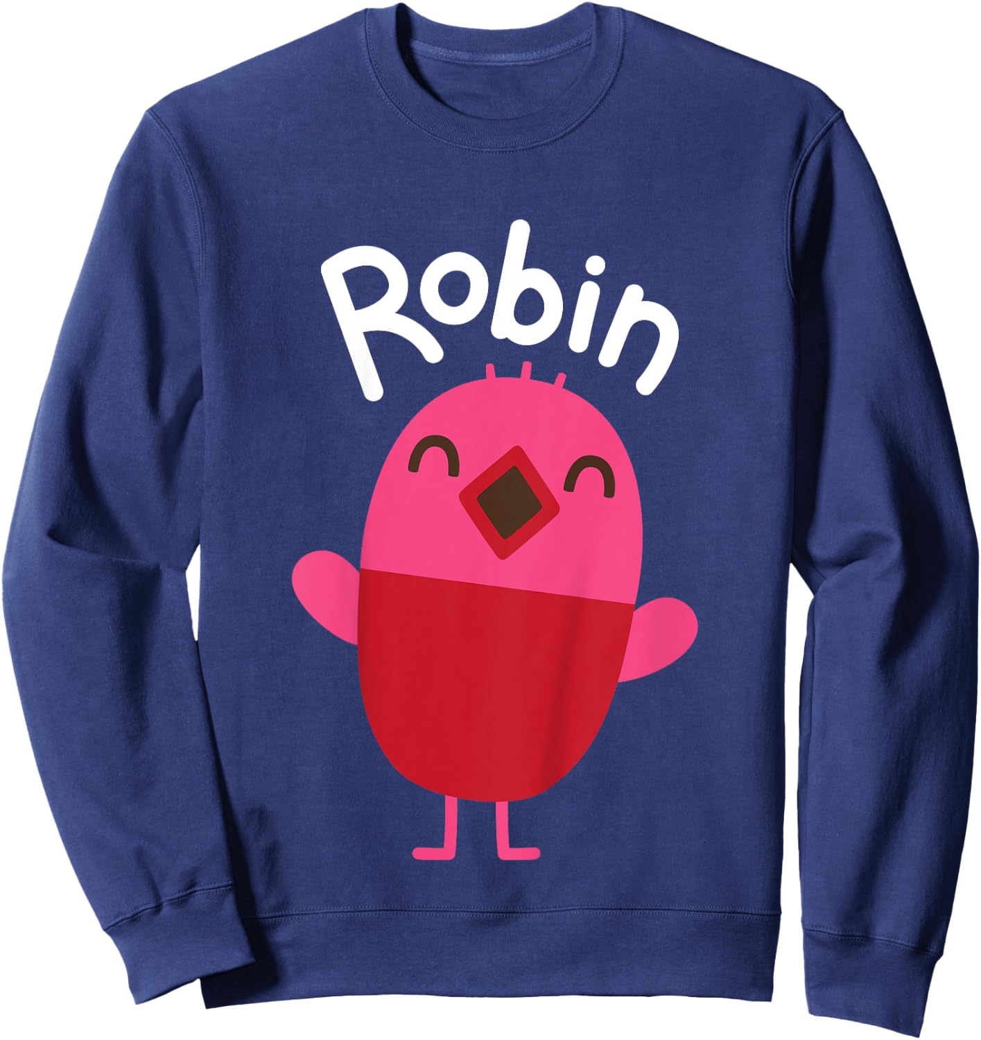 Sago Mini Robin -Kids Blue Cartoon Bird Character , Kids 2, Mandarin Collar, Short Sleeve, Modern Classic Fit, Polycotton, Machine Wash Sweatshirt - Sweatshirt | Navy
