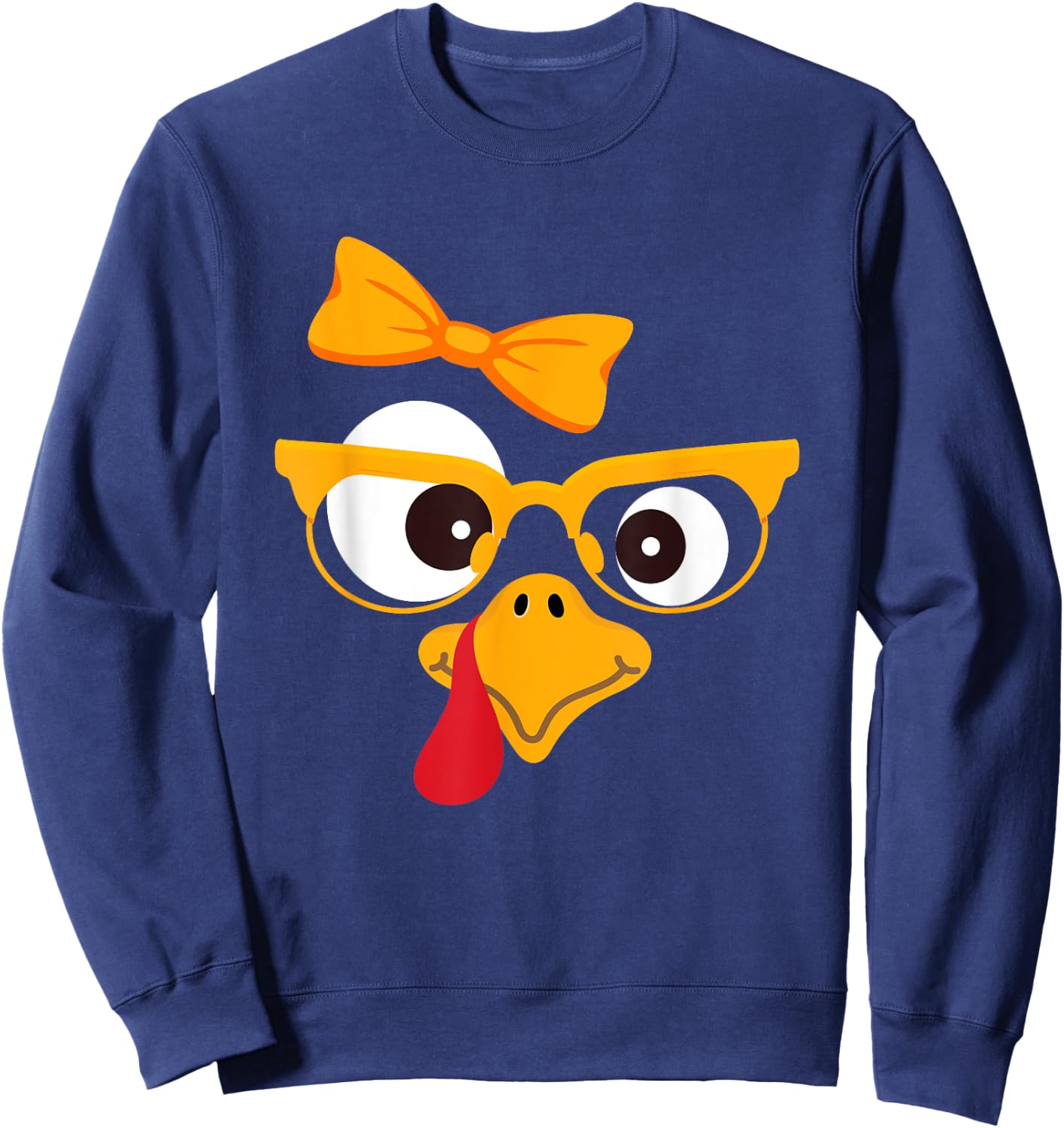 Thanksgiving Turkey Face Matching Family Costume Cute Kids Sweatshirt - Sweatshirt | Navy