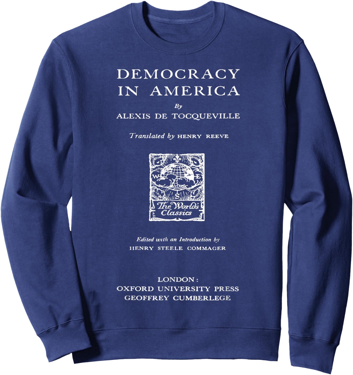 Democracy in America Alexis De Tocqueville Title Page Sweatshirt - Sweatshirt | Navy