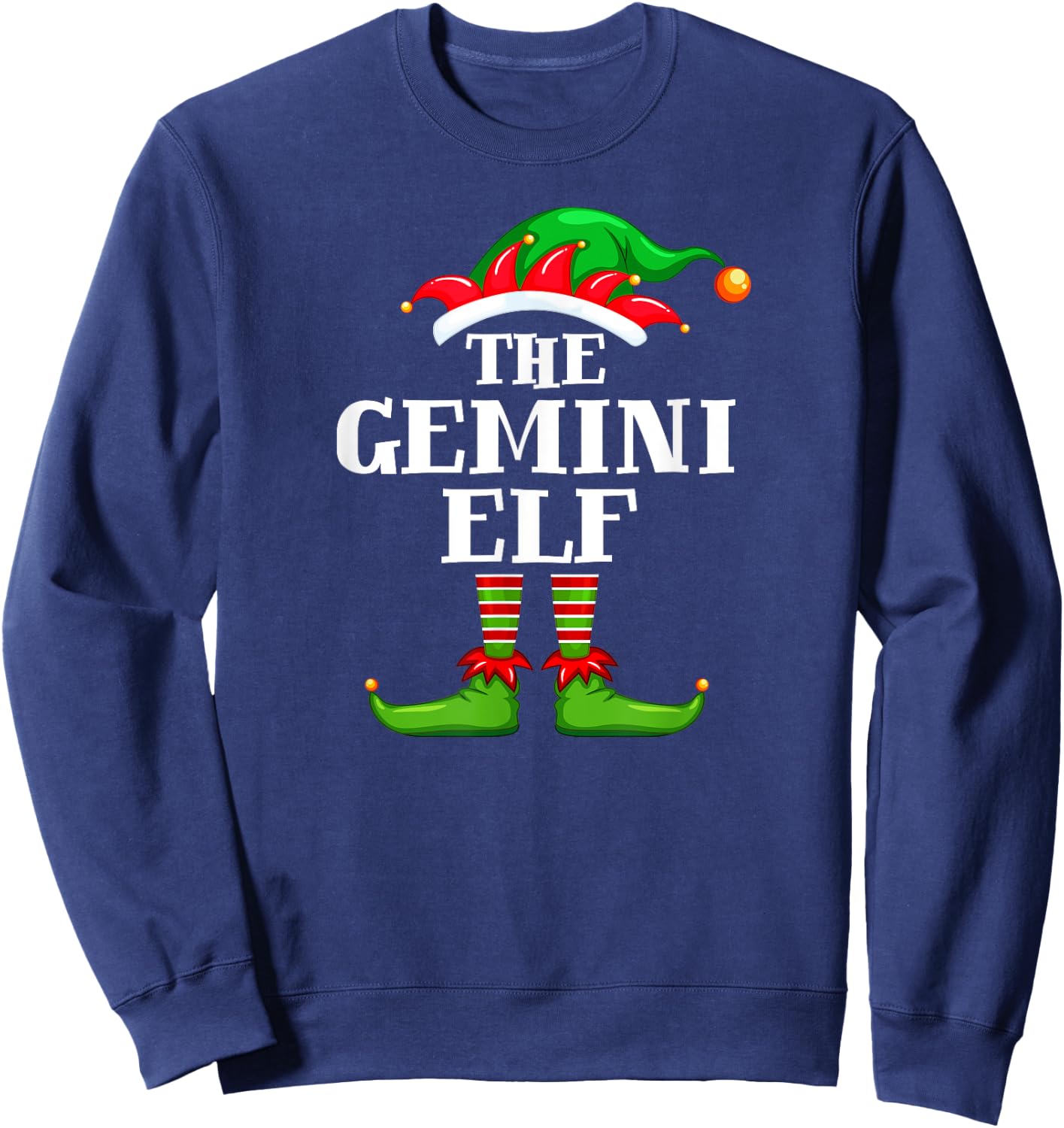 Gemini Elf Matching Family Group Christmas Party Pyjamas Sweatshirt - Sweatshirt | Navy