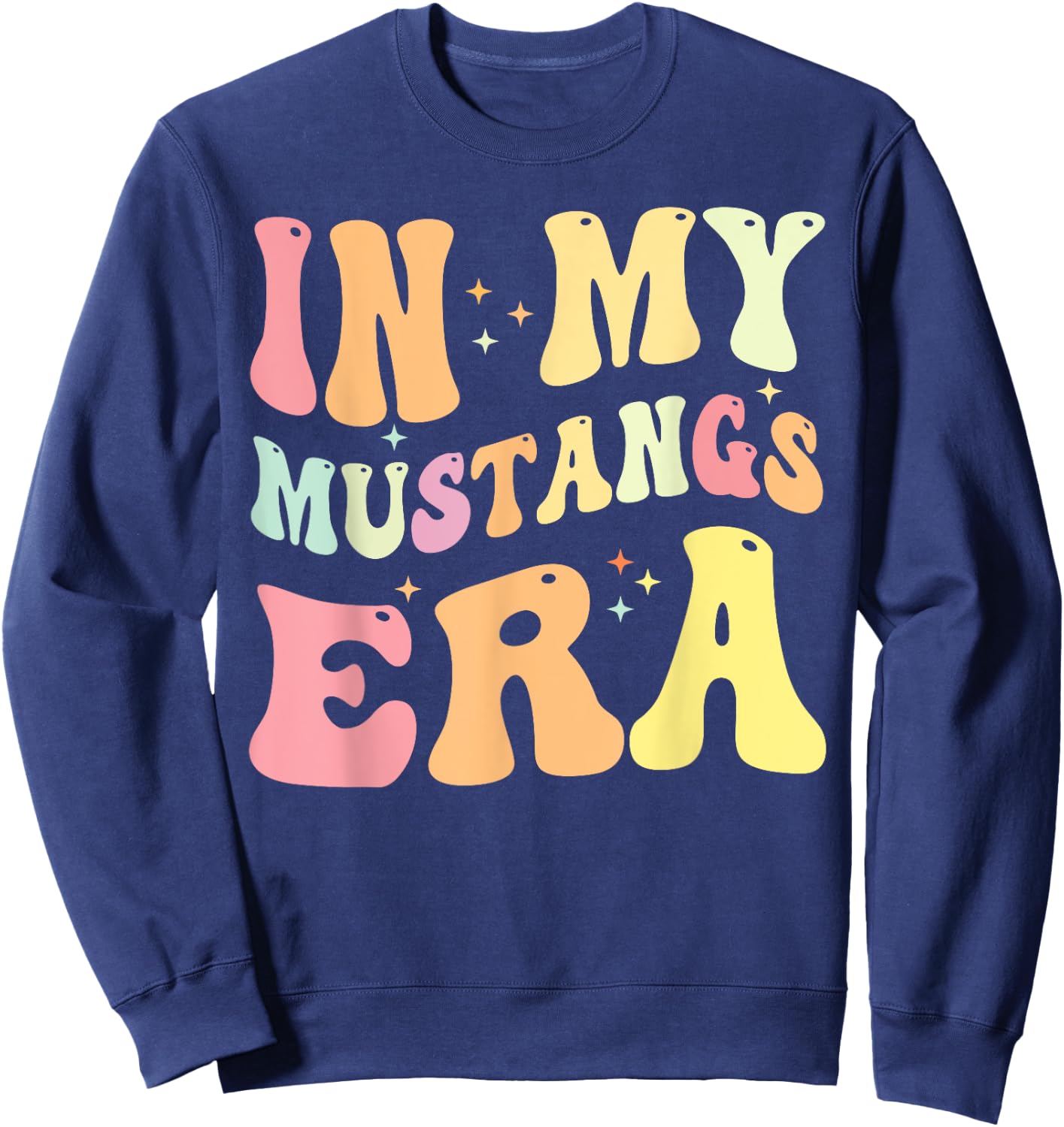 In My Mustangs Era Back to School Spirit Game Retro Groovy Sweatshirt - Sweatshirt | Navy