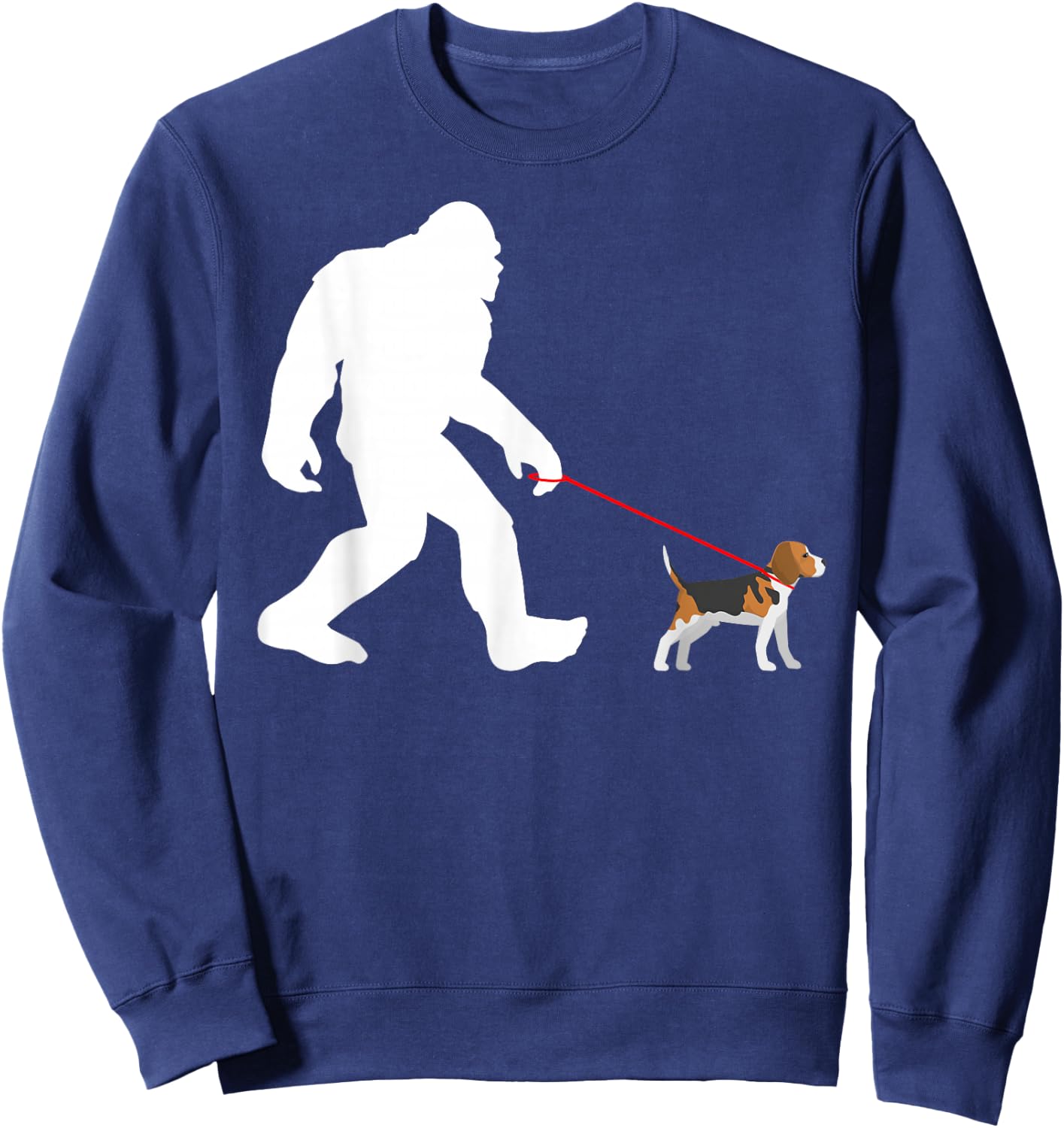 Bigfoot Walking Beagle Sasquatch with Beagle Dog Sweatshirt - Sweatshirt | Navy