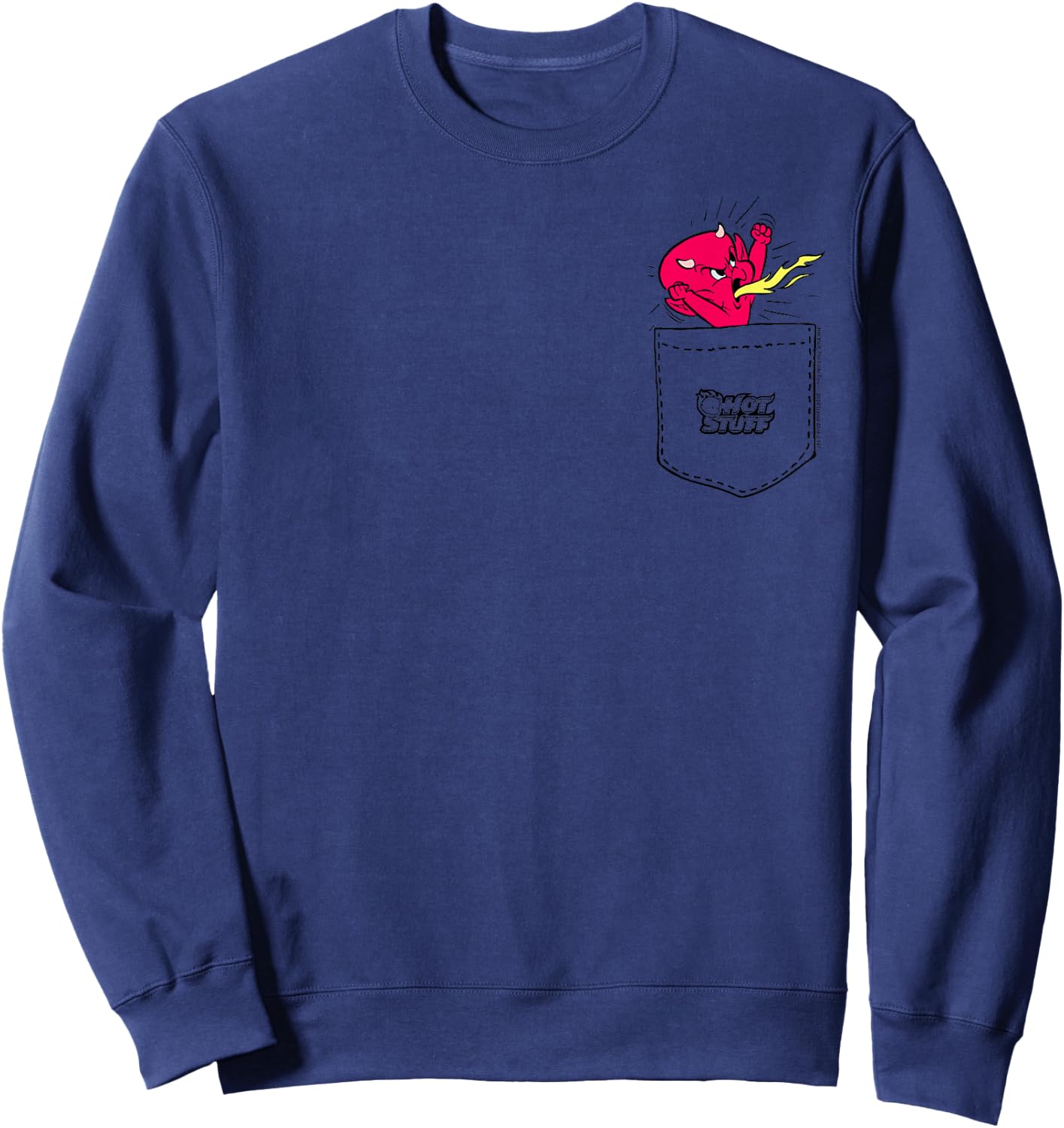Hot Stuff Little Devil Spitting Fire Pocket Hit Sweatshirt - Sweatshirt | Navy