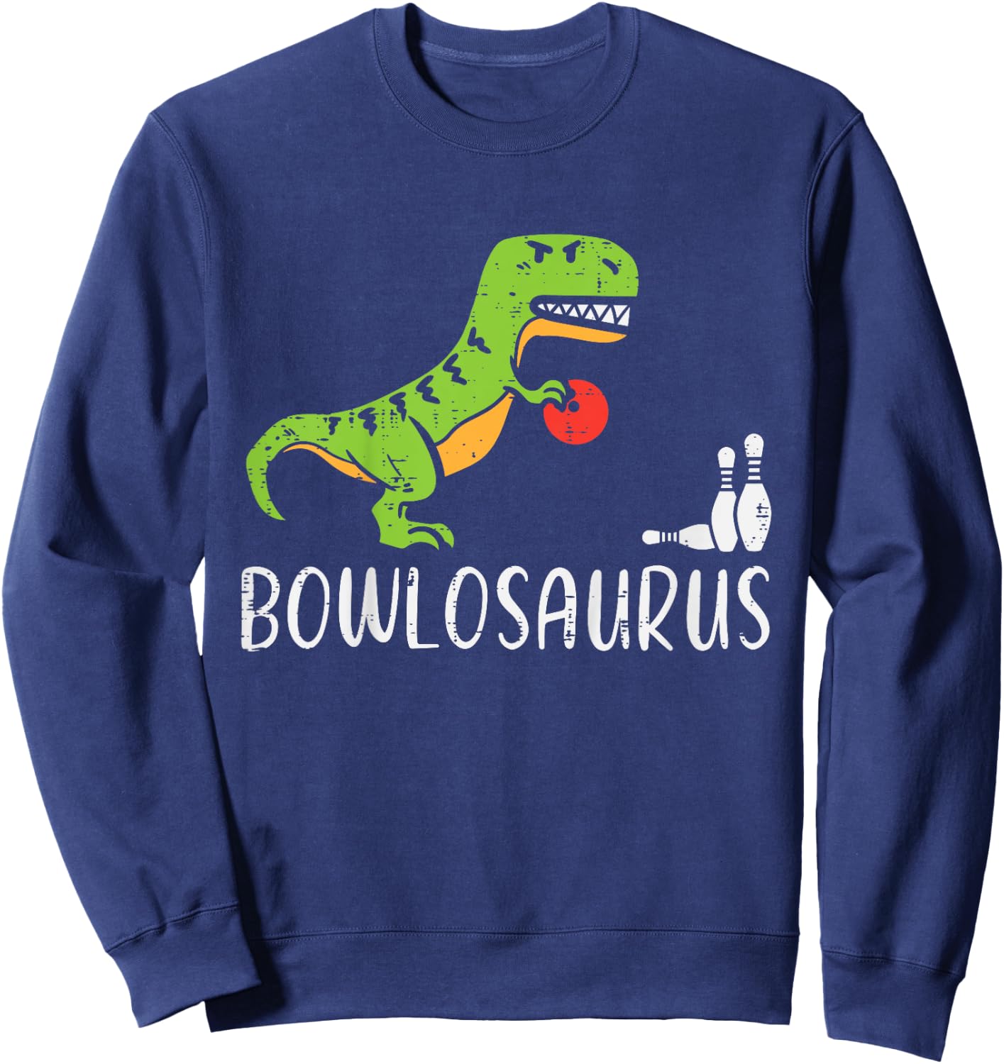 Kids Dino Trex Bowling Bowlosaurus Funny Bowler Toddler Boys Kids Sweatshirt - Sweatshirt | Navy