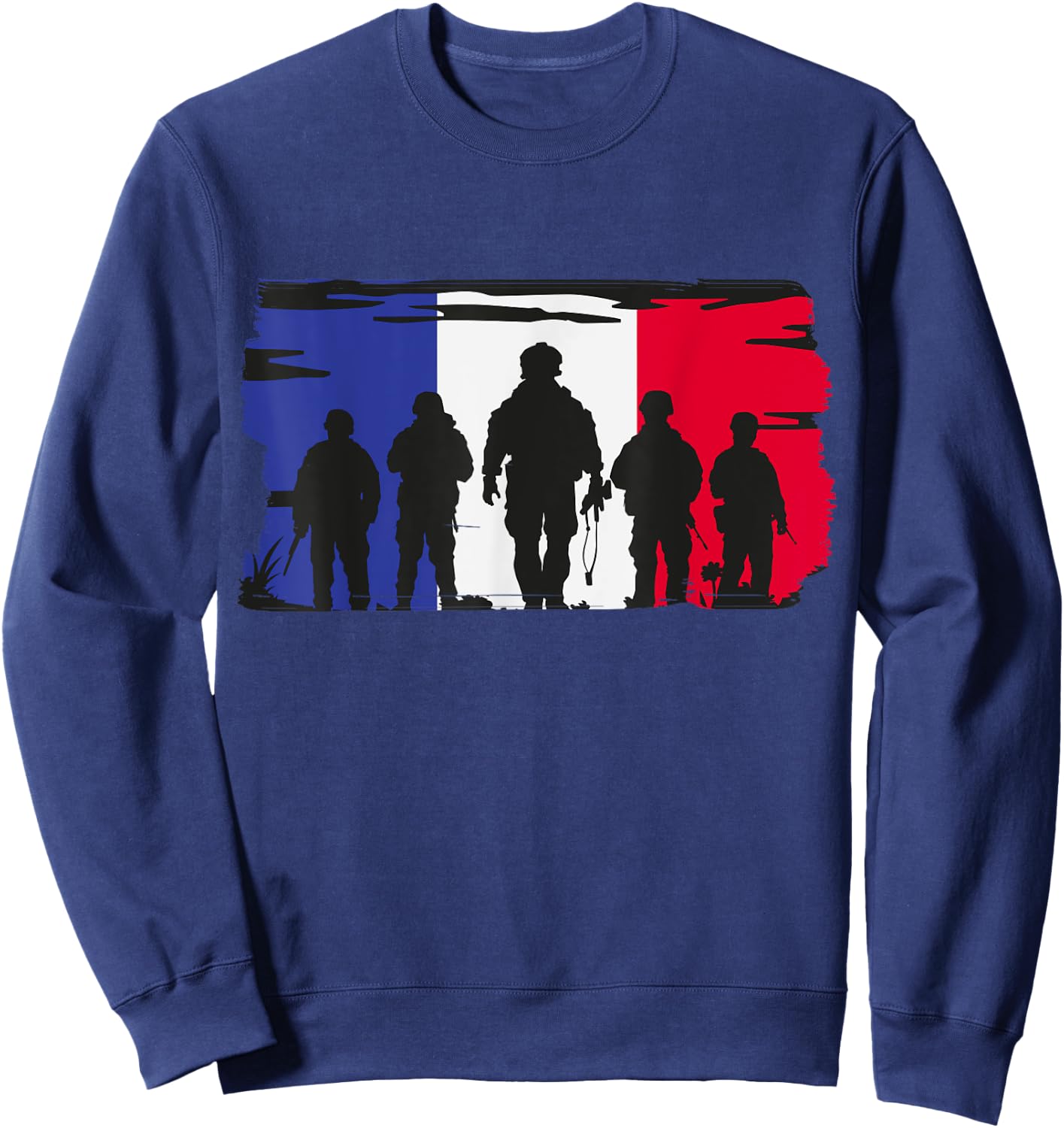 Soldiers and French Flag Gift Old Military , Black, S Sweatshirt - Sweatshirt | Navy