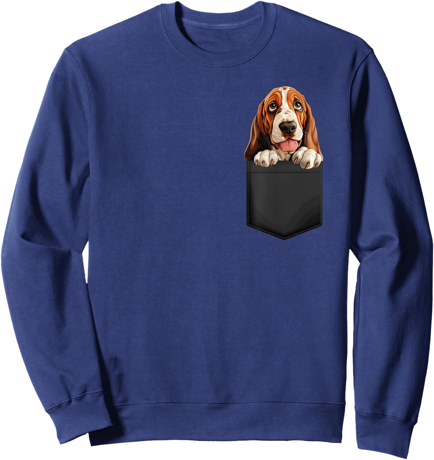 Basset Hound Puppy In A Pocket Animal Lover , Black, S Sweatshirt - Sweatshirt | Navy
