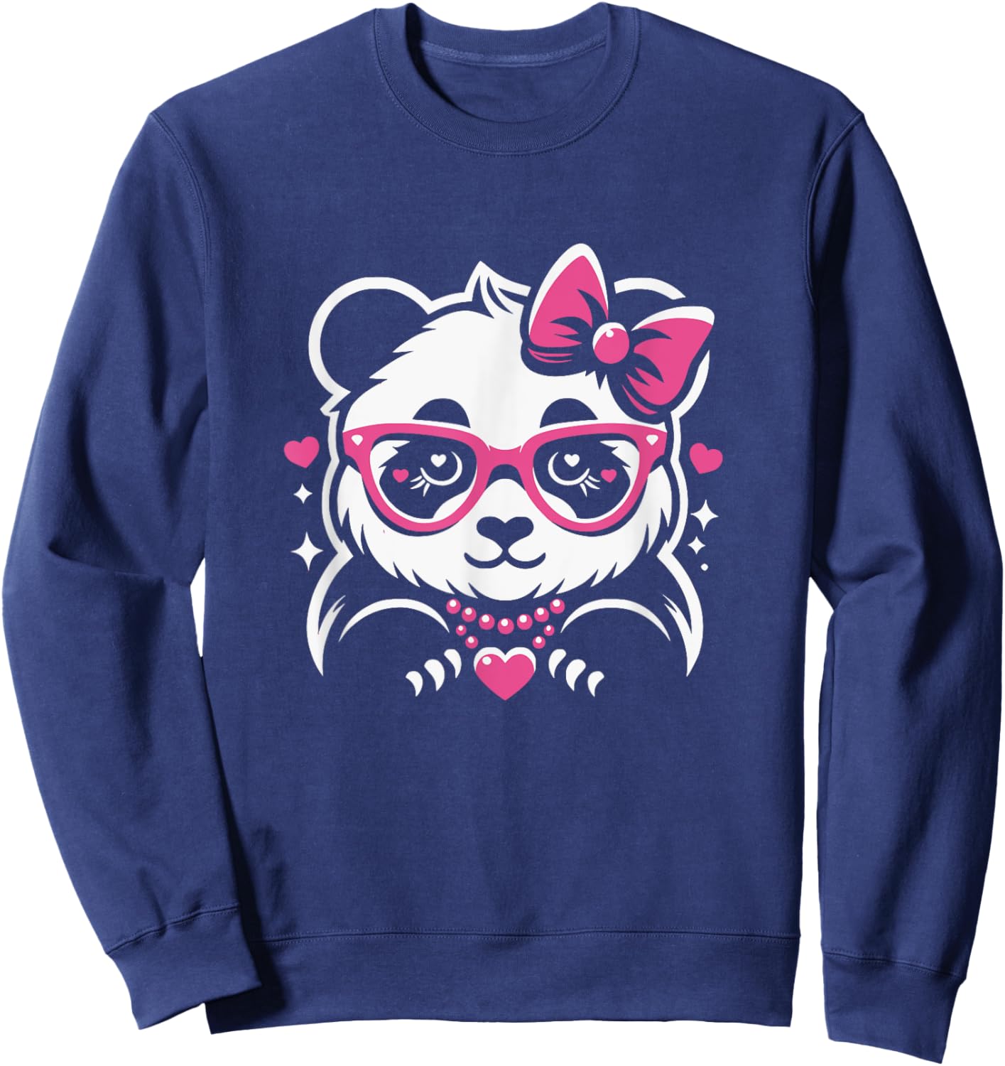 Cute Panda For Girls Graphic Art Design Sweatshirt - Sweatshirt | Navy