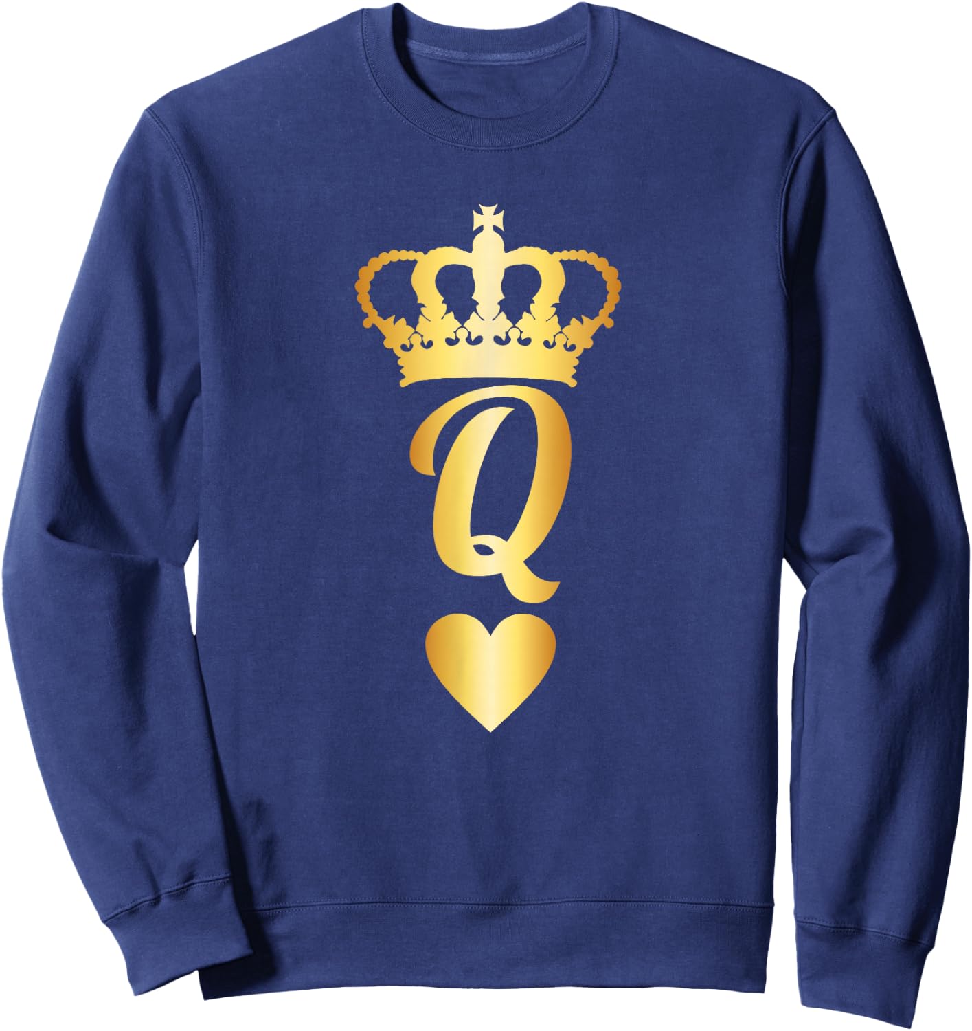Cool - Gold Queen of Hearts Playing Card Sweatshirt - Sweatshirt | Navy