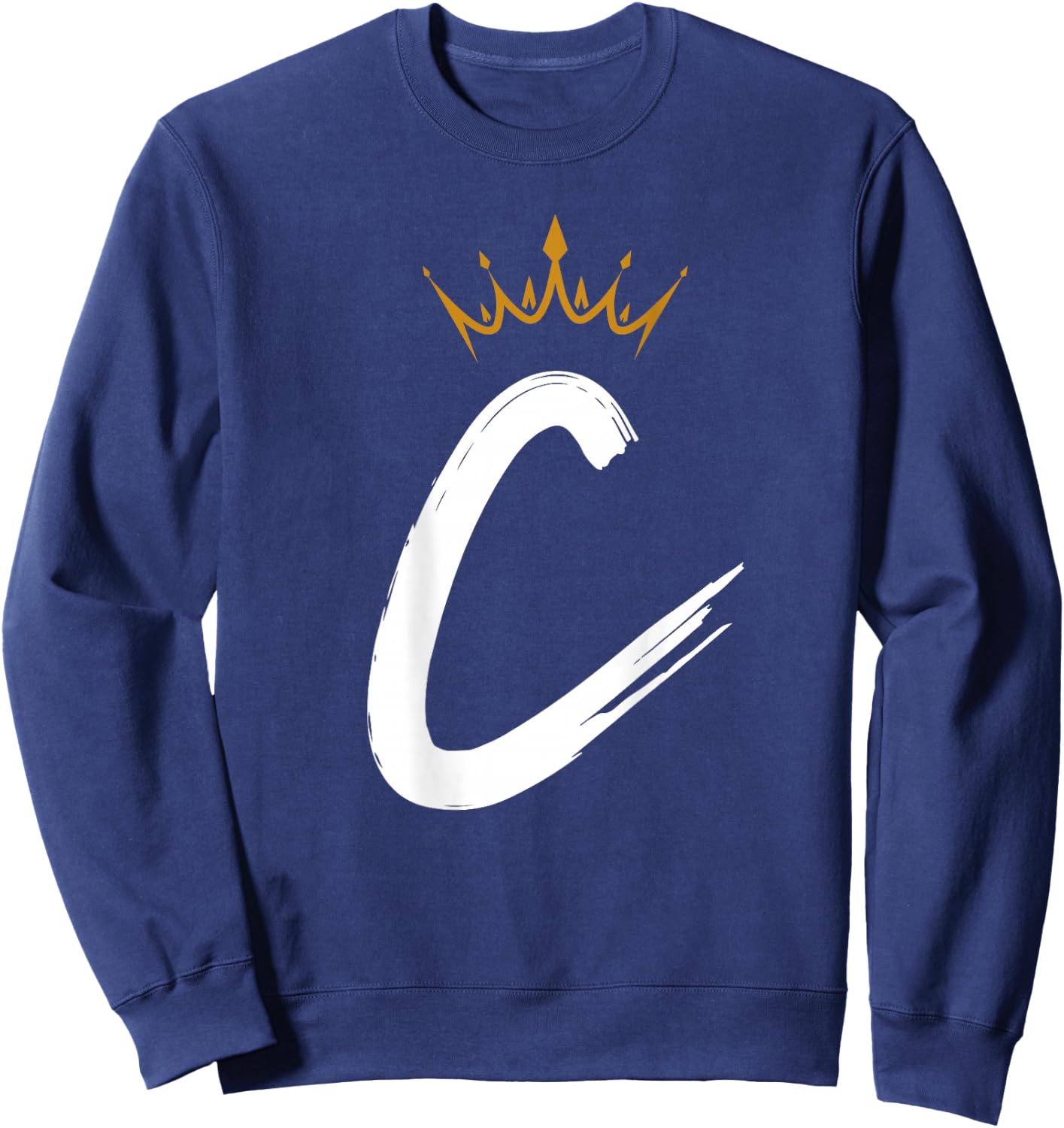 Queen King Letter C - BACKSIDE Letter With Crown Alphabet Sweatshirt - Sweatshirt | Navy