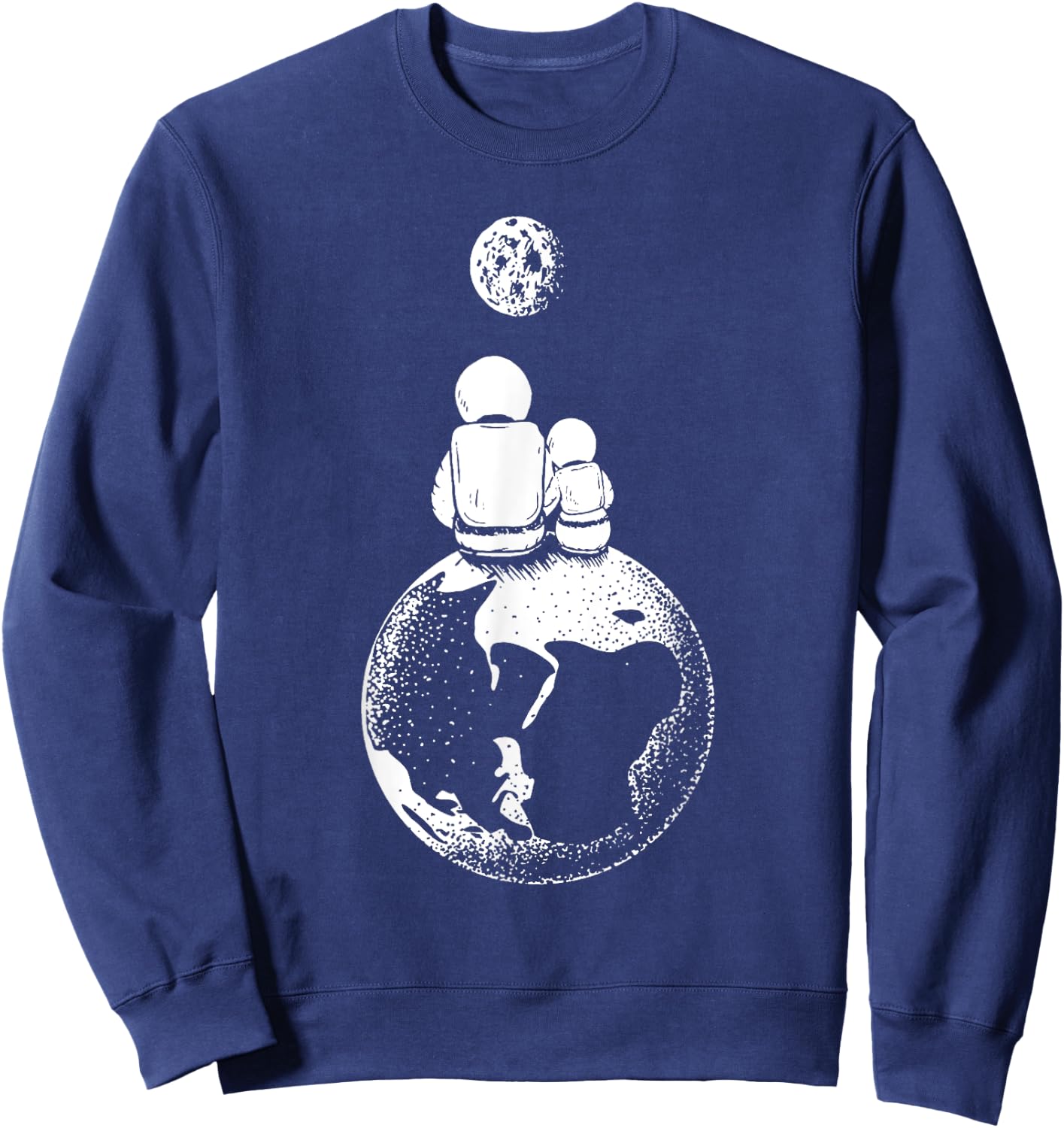 Moon and Astronaut Dad and Baby Space, Gift Father's Day Sweatshirt - Sweatshirt | Navy