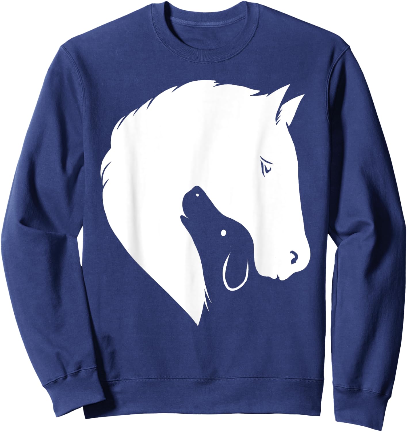 Horse Dog Silhouette Funny Equine Canine Animal Lover Outfit Women Kids Sweatshirt - Sweatshirt | Navy