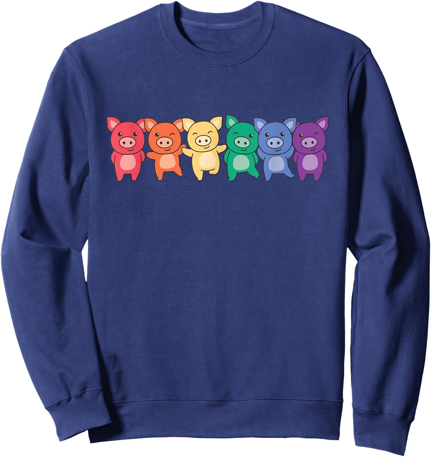 Rainbow Flag Pride Month Lgbtq Rainbow Pig Sweatshirt - Sweatshirt | Navy