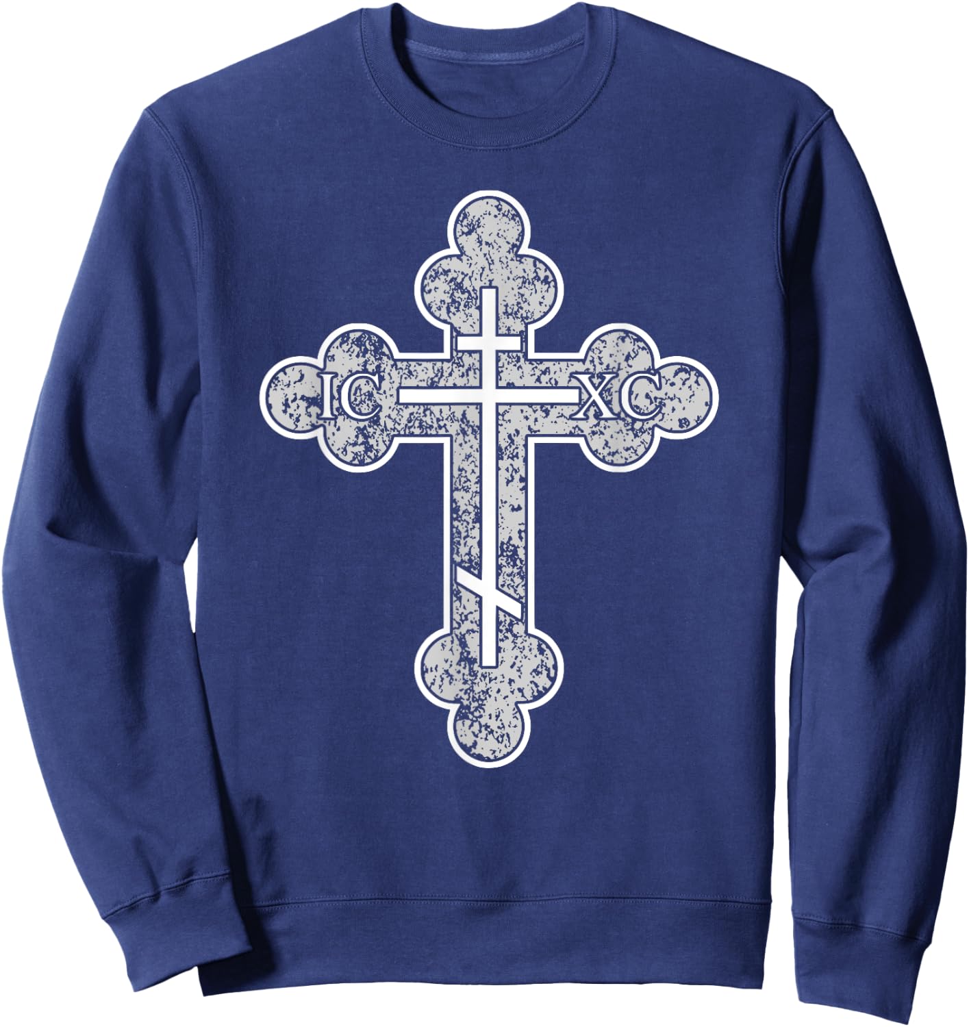 Cross Eastern Orthodox Christian ICXC Jesus Christ Sweatshirt - Sweatshirt | Navy