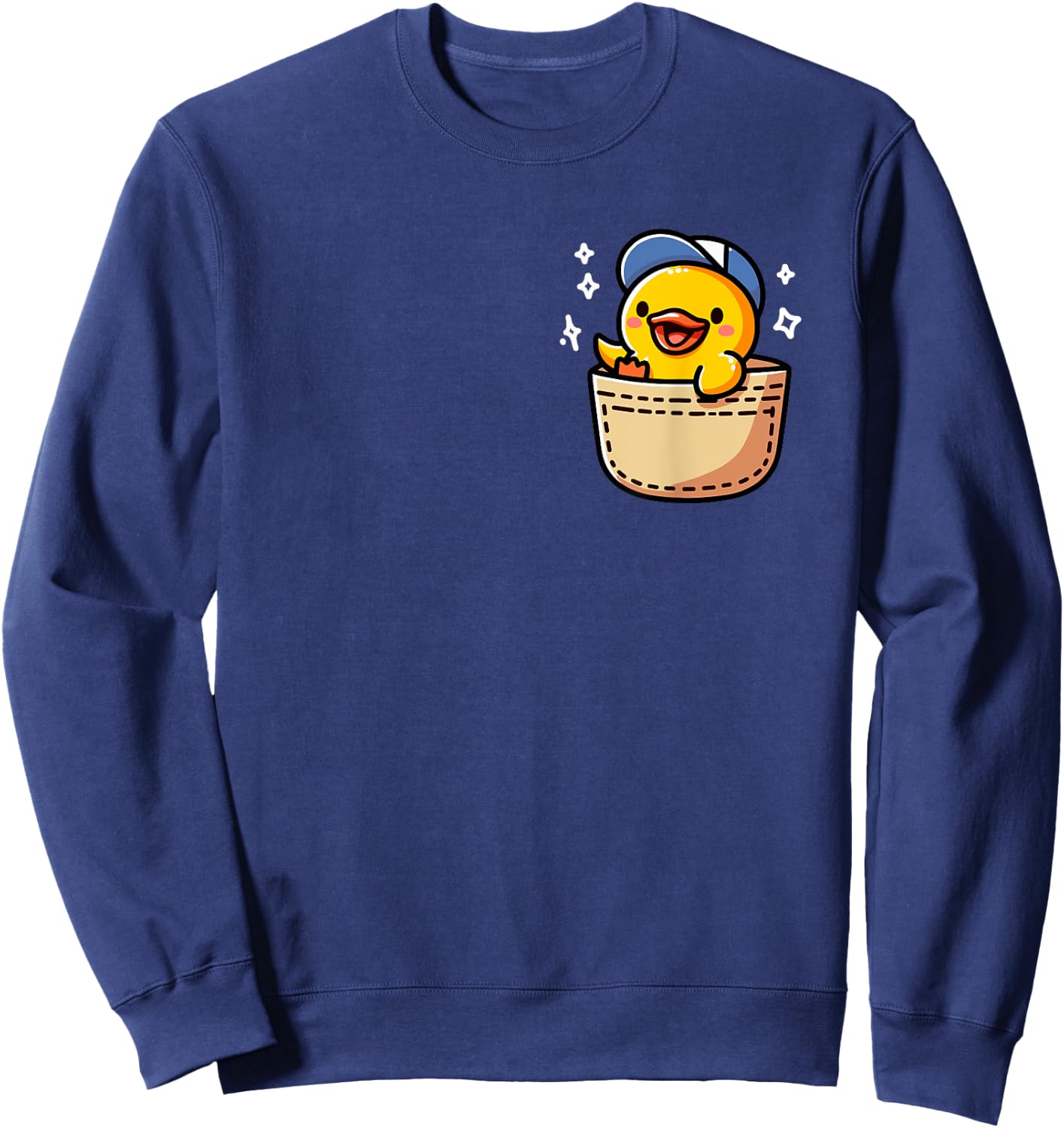 Duck In Pocket Funny Cute Yellow Duck Lover Sweatshirt - Sweatshirt | Navy