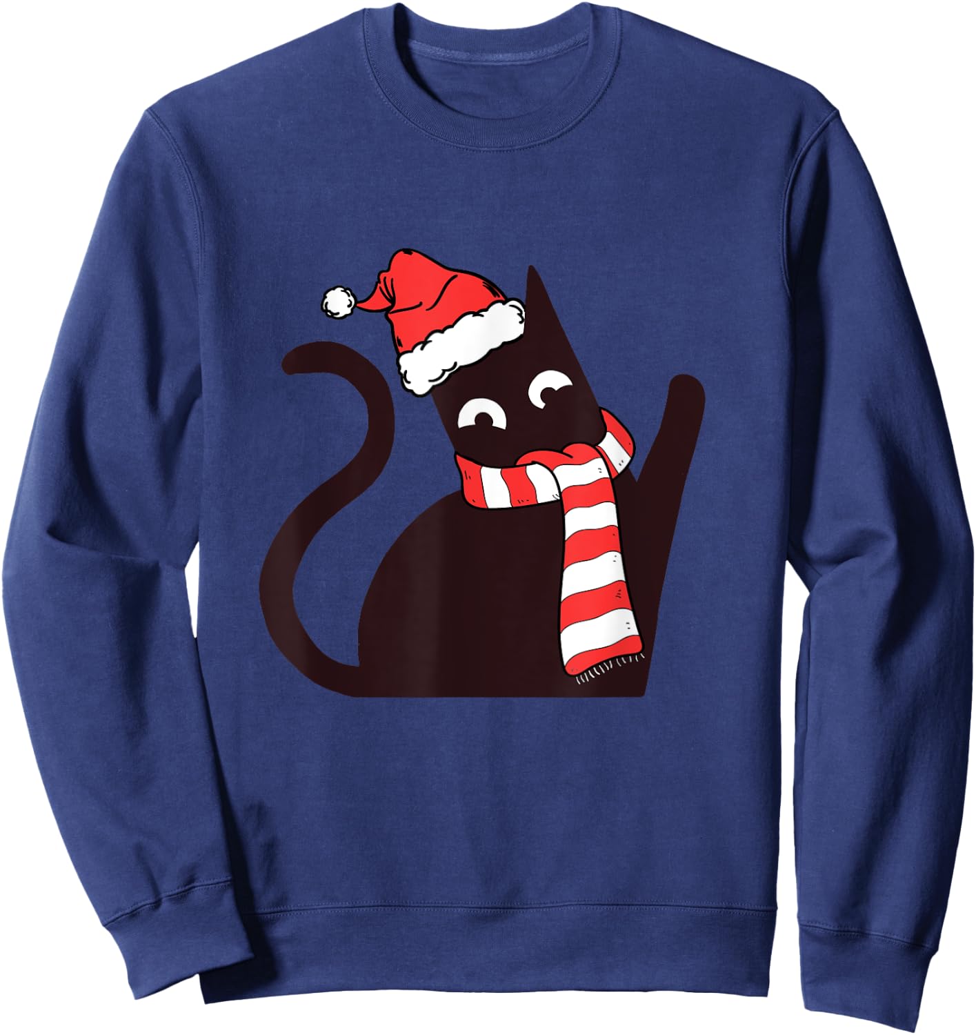 Funny Black Cat funny Merry Christmas Sweatshirt - Sweatshirt | Navy