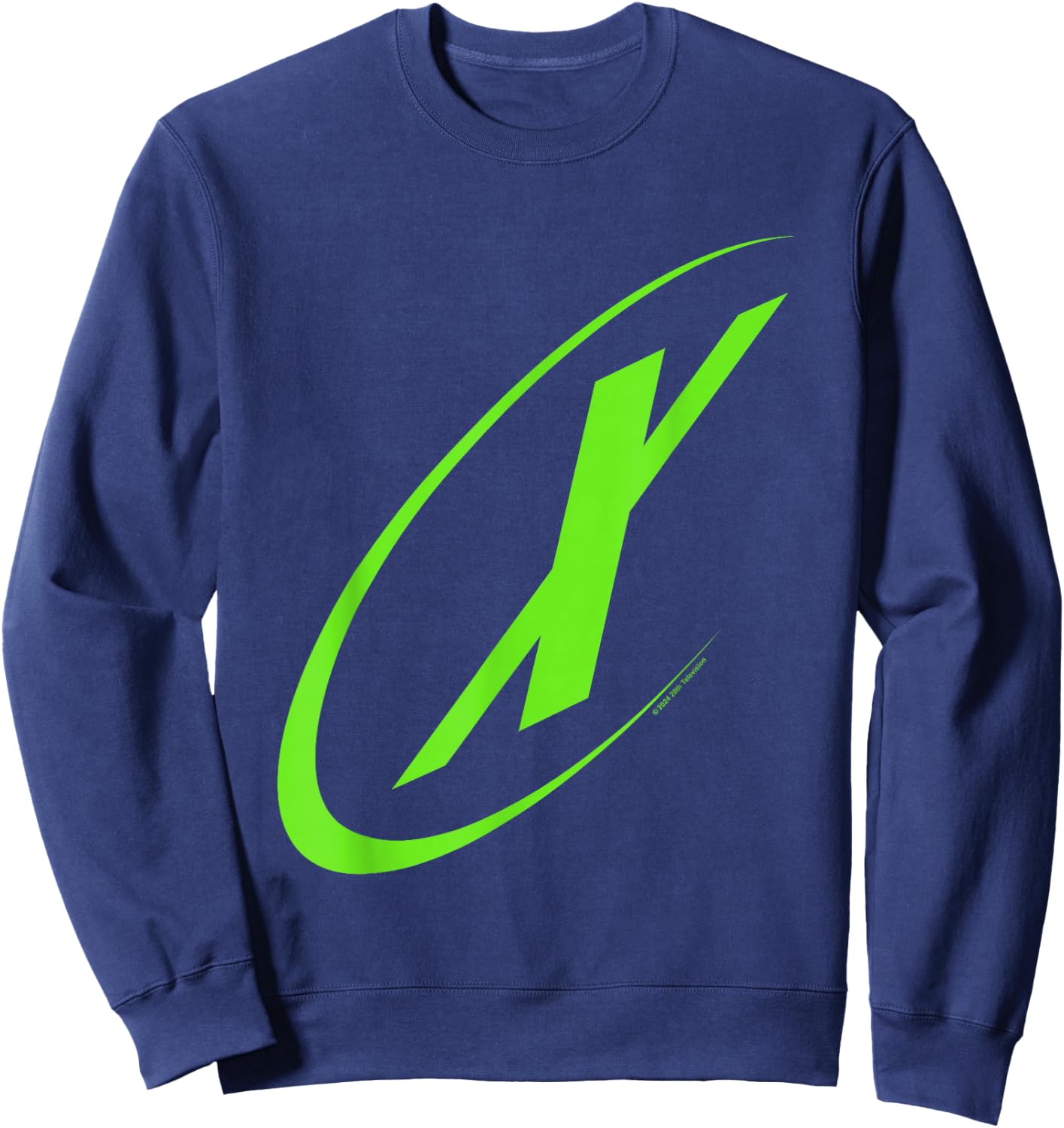 X-Files Retro Neon Green Big X Chest Classic Logo , Black, S Sweatshirt - Sweatshirt | Navy