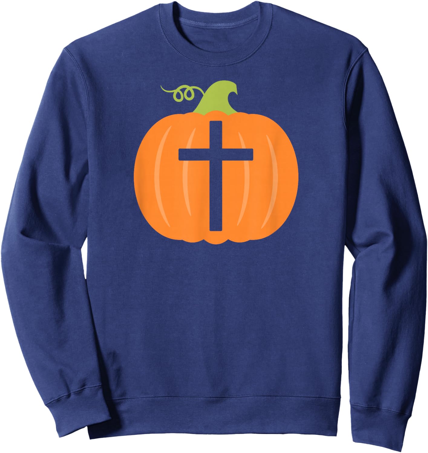 Christian Cross Religious Pumpkin Halloween T Shirt Sweatshirt - Sweatshirt | Navy