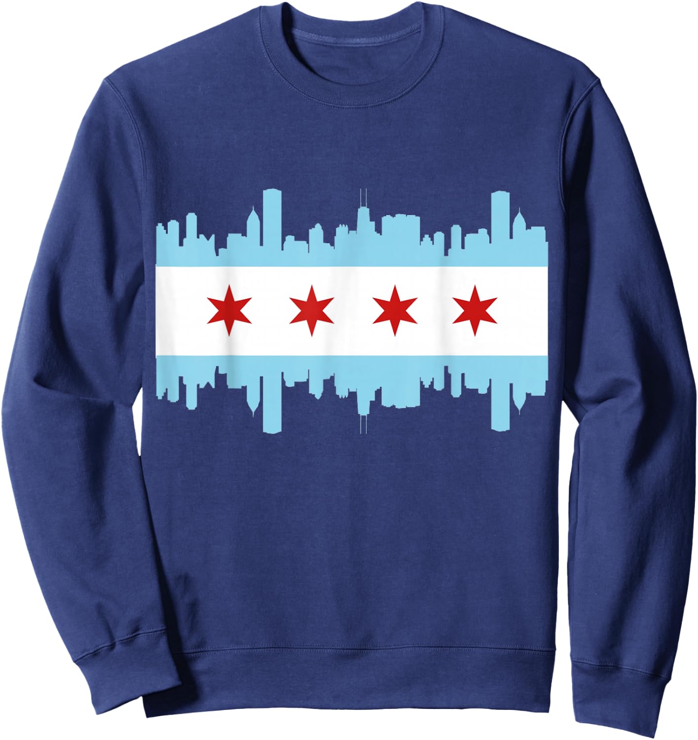 Chicago Flag Skyline Pride Illinois Vintage Sweatshirt - Sweatshirt | Navy