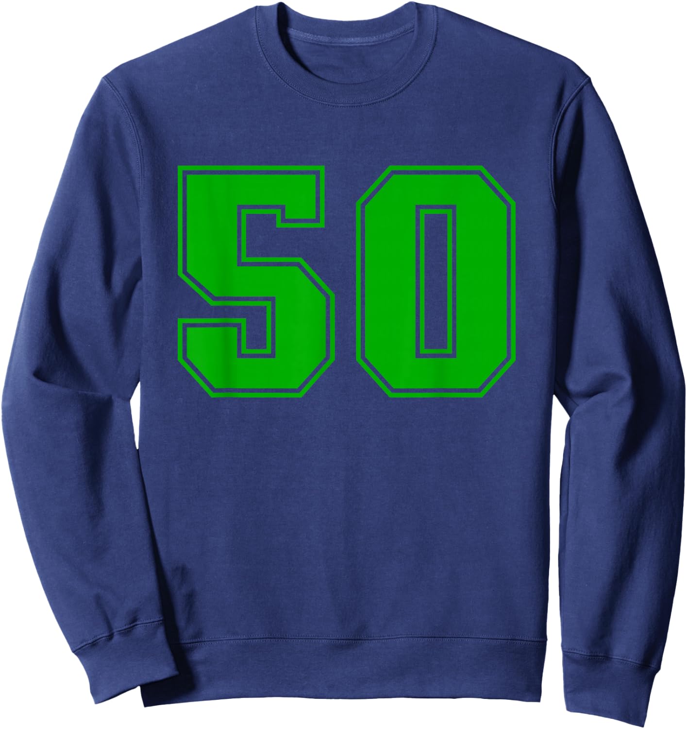Number #50 Green Sports Fan Jersey Number Sweatshirt - Sweatshirt | Navy