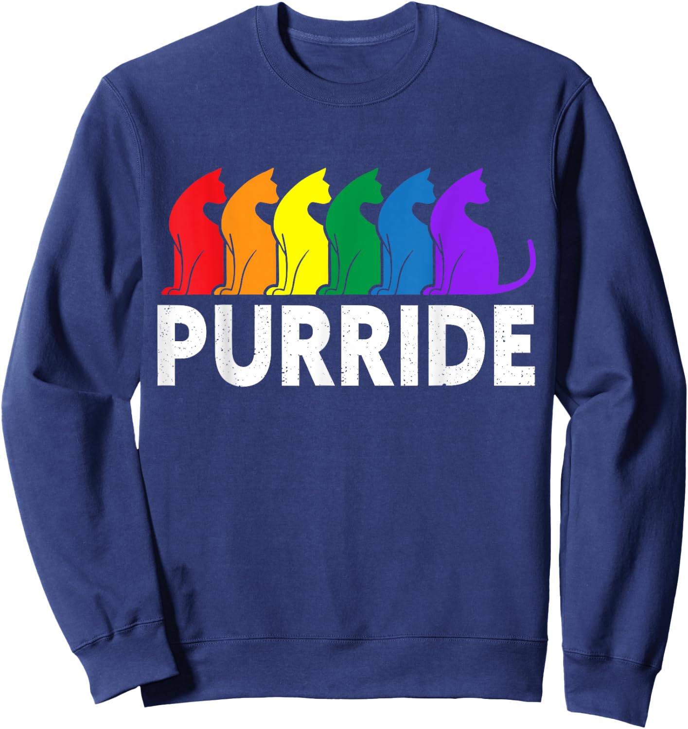Purride Cat Lover Pride Month Gay Rights Rainbow Cat Sweatshirt - Sweatshirt | Navy