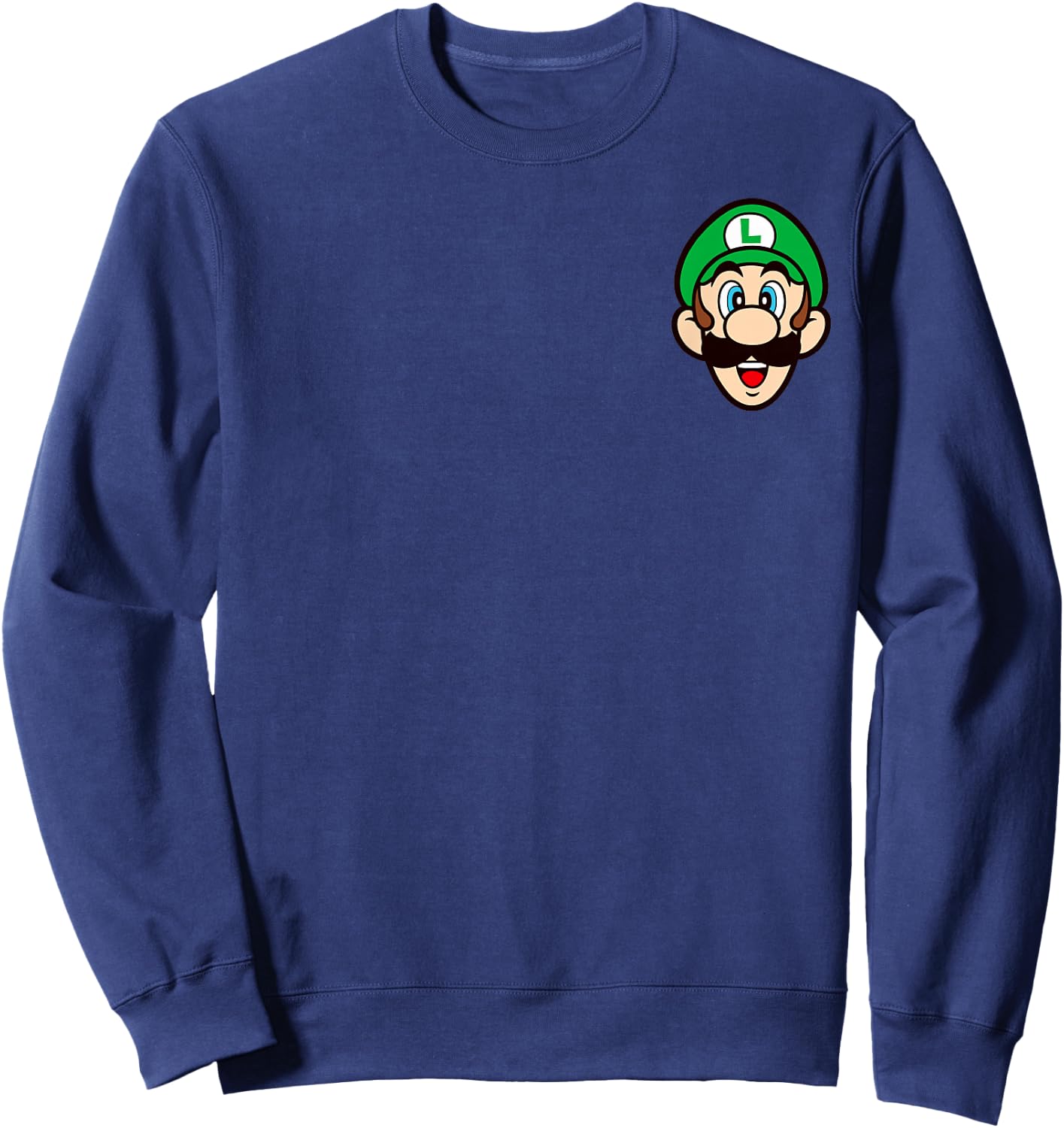 Super Mario Bros Luigi Left Chest Portrait Sweatshirt - Sweatshirt | Navy