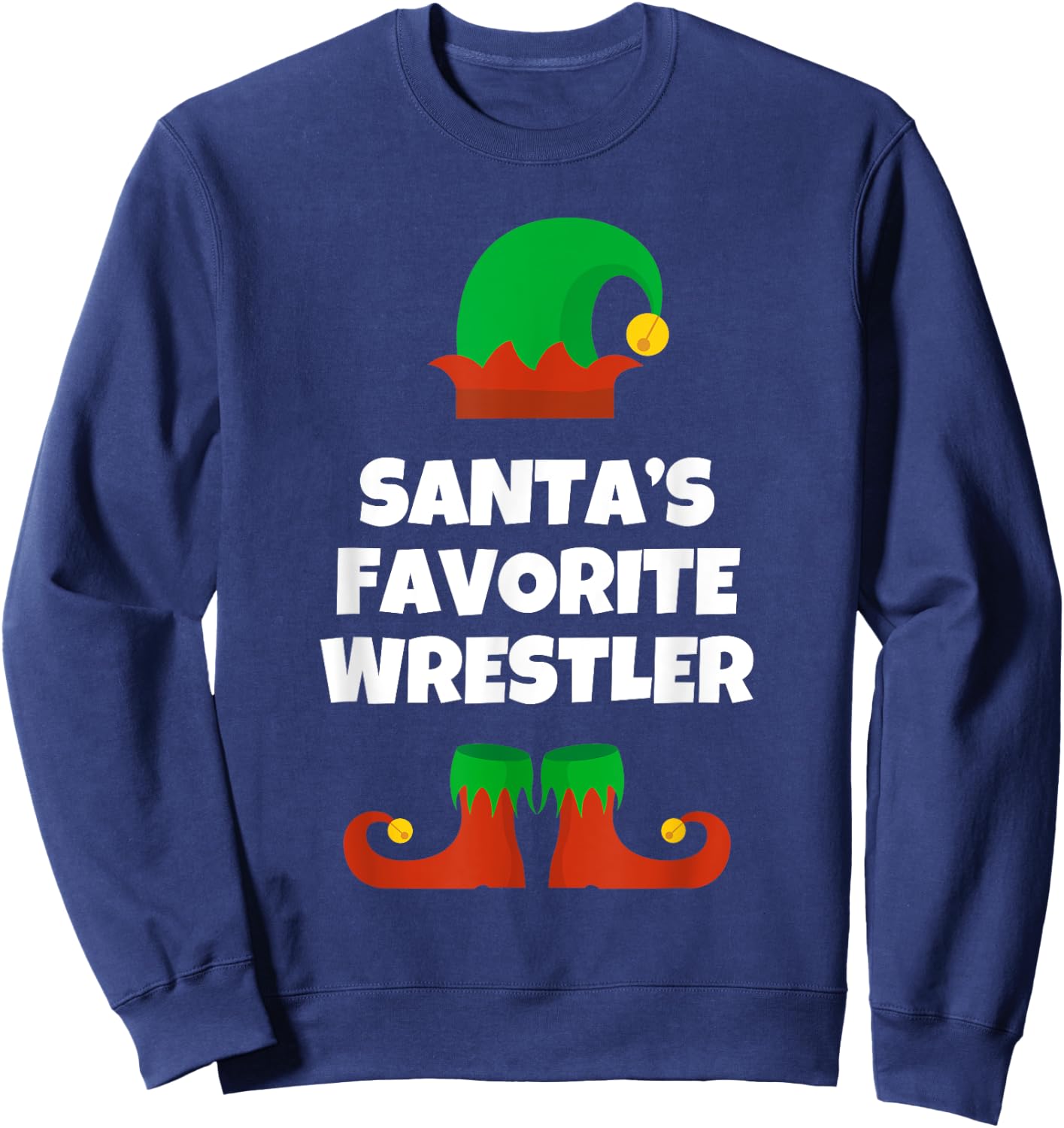 Santas Favorite Wrestler Hat Christmas Funny Pj Wrestling Sweatshirt - Sweatshirt | Navy