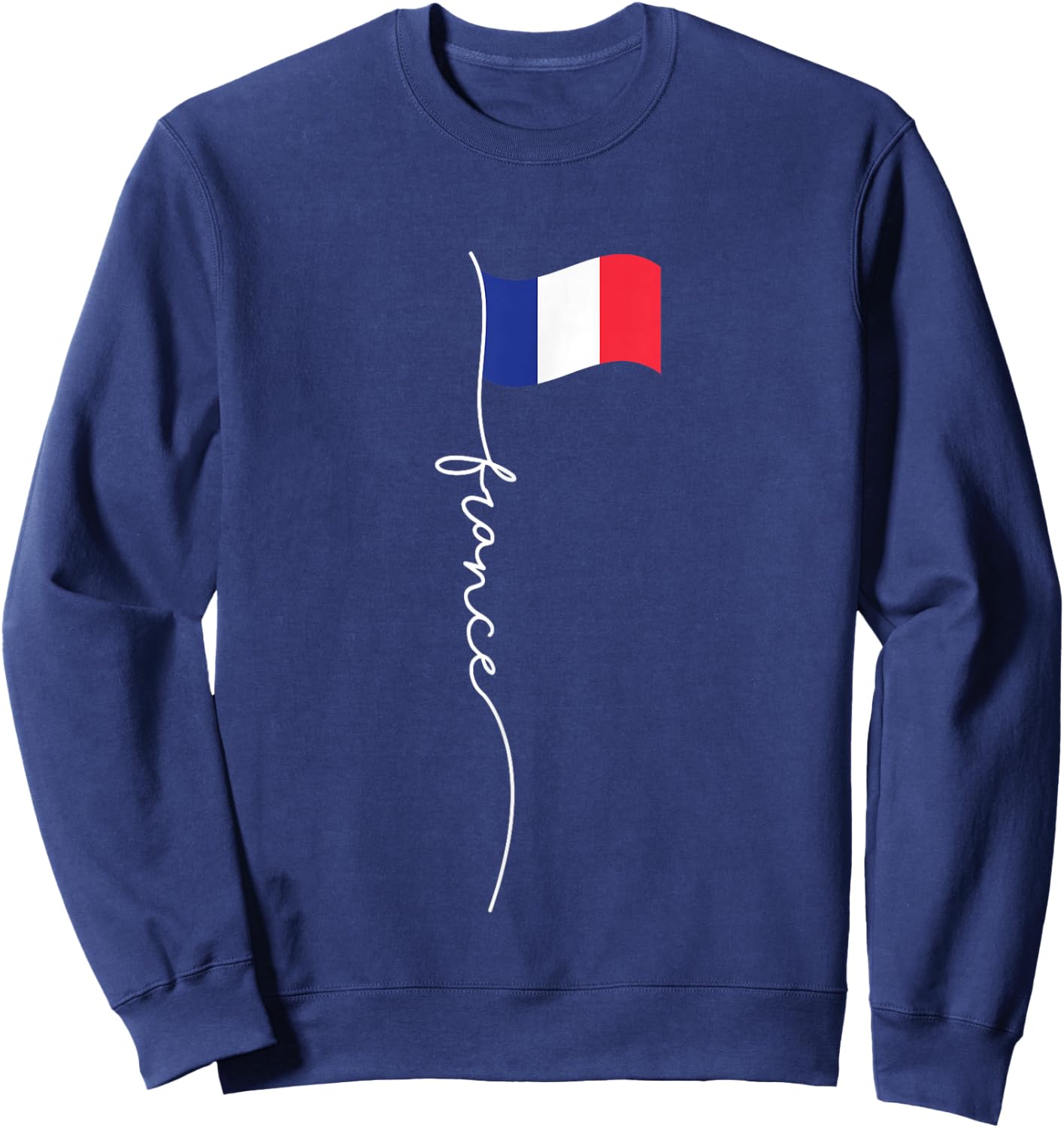 France Signature Flag Pole - Elegant Patriotic French Flag Small Sweatshirt - Sweatshirt | Navy